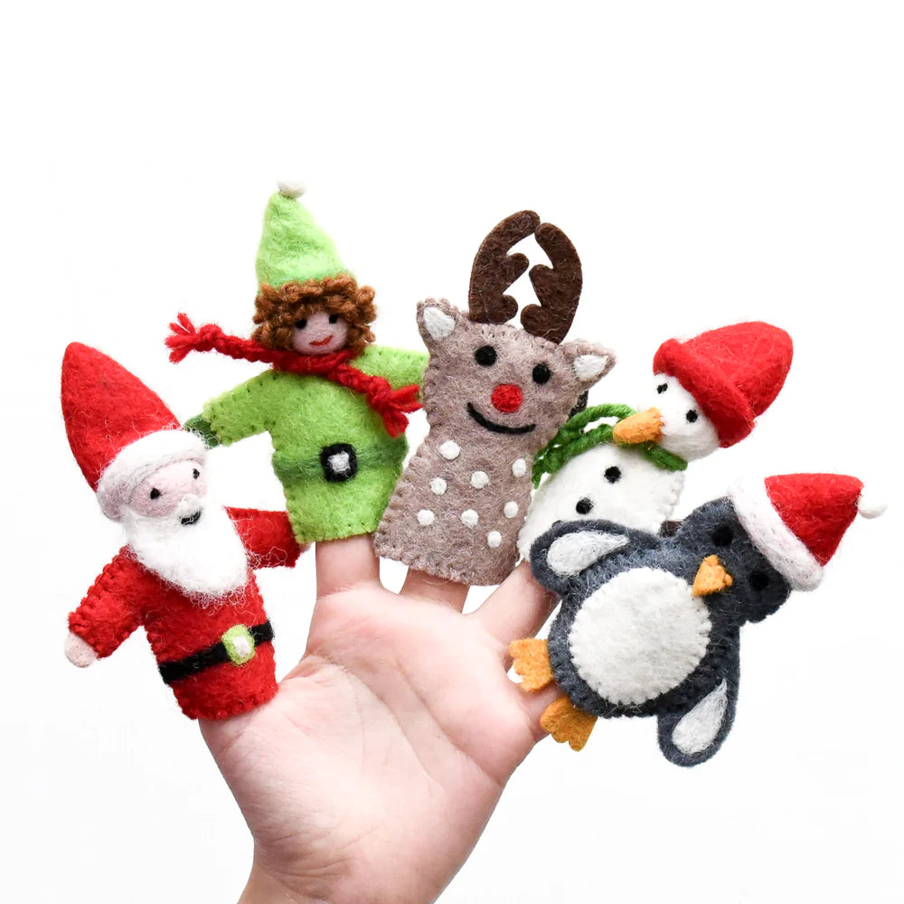 Christmas Friends Felt Finger Puppet Set - 12pc Holiday Character Puppets for Kids Storytelling & Christmas Plays | Perfect for Classroom Activities, Holiday Parties & Family Fun