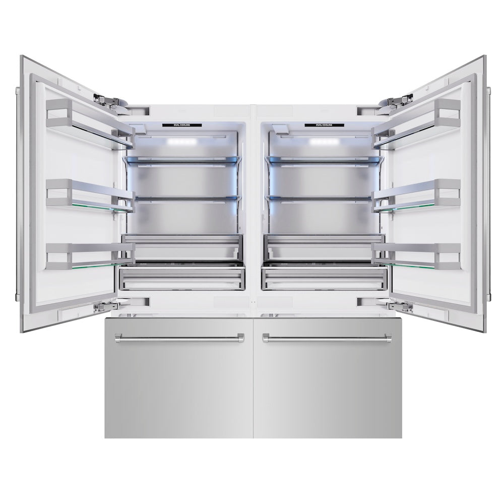 ZLINE 72 Inch Stainless Steel French Door Built-In Bottom Freezer Refrigerator - 39.6 cu.ft Capacity with Water Dispenser & Ice Maker (RBIT 304 72) - Perfect for Modern Kitchens & Open Concept Homes