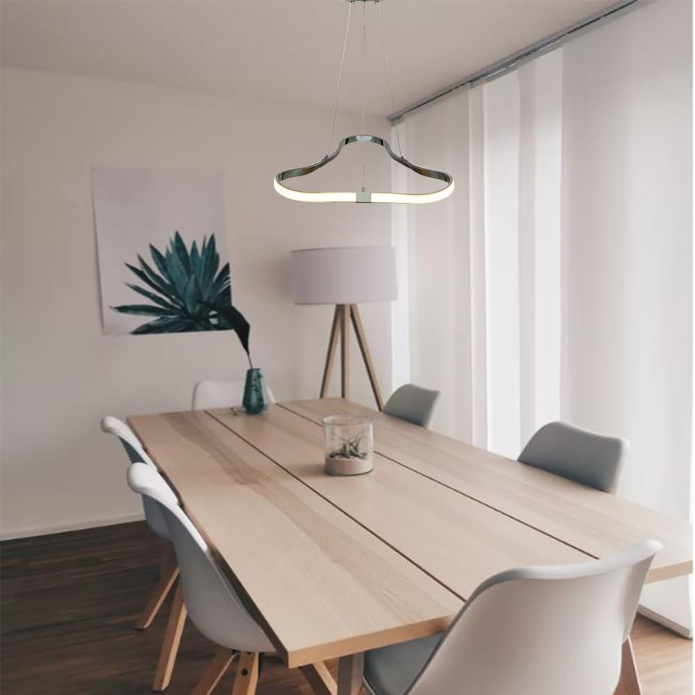AA Warehousing 1-Light LED Triangular Pendant Light - Chrome Finish Modern Lighting for Kitchen Island, Dining Room & Bedroom