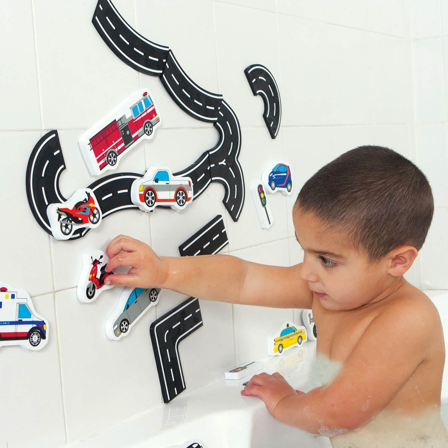 Edushape Magic Creations Bath Play Set - Educational Traffic Themed Water Toys for Toddlers | Fun Learning Activity for Kids During Bathtime