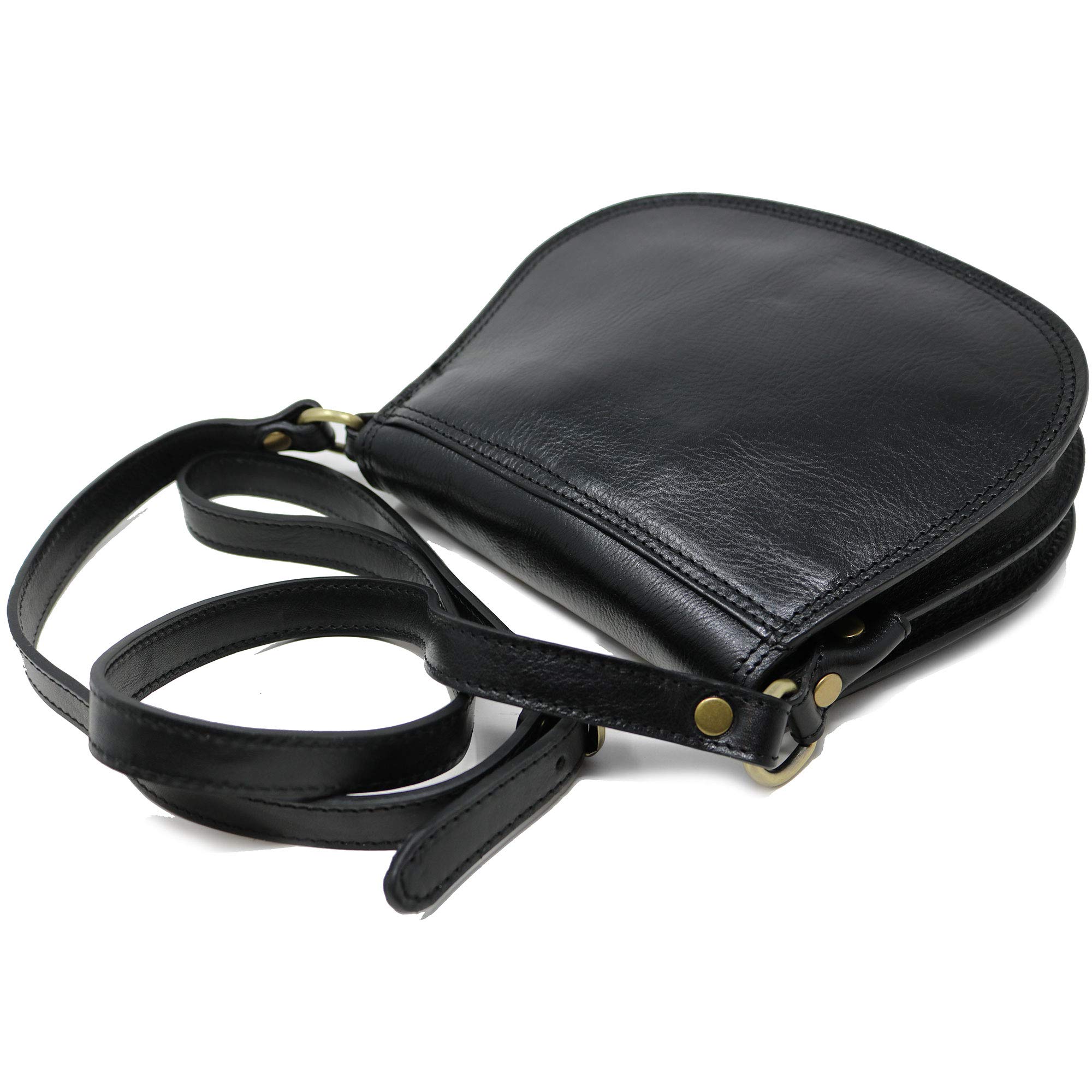 Floto Firenze Women's Genuine Leather Saddle Bag - Vintage Crossbody Shoulder Handbag Purse for Everyday Use, Travel & Date Night