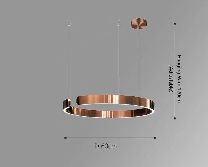 Elegant Minimalist Ring Chandelier Light Fixture - Aluminum Plated Modern Pendant Lighting for Dining Room, Bedroom & Living Room Decor