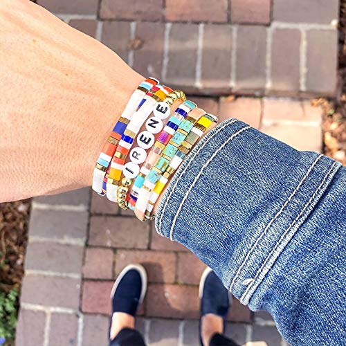 KELITCH Women's Flexible Stretch Bracelets - Handmade Boho Beaded Jewelry with Tila Miyuki Beads | Perfect Gift for Friends, Birthday, Anniversary & Festival Souvenirs | Yoga, Beach, Party & Everyday Wear