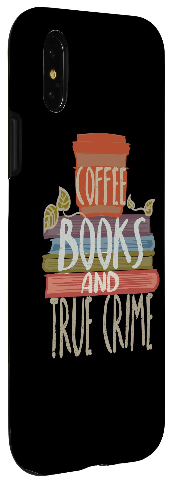 iPhone X/XS Shockproof Case with True Crime Coffee Books Design - Perfect for Reading & Coffee Lovers, Office & Home Use