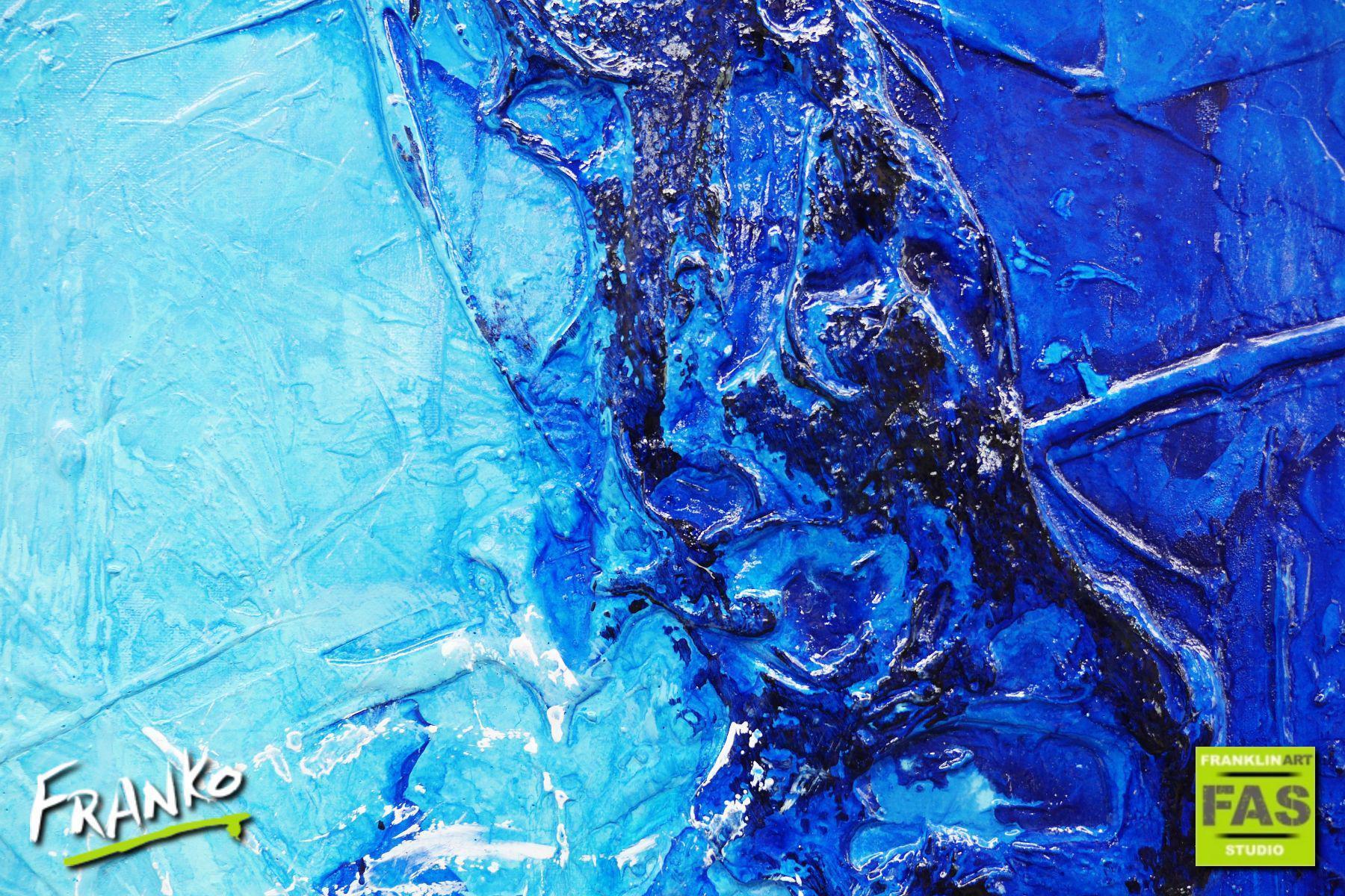 Light and Blue 160cm x 100cm Abstract Canvas Wall Art - Modern Blue Painting for Living Room, Bedroom & Office Decor
