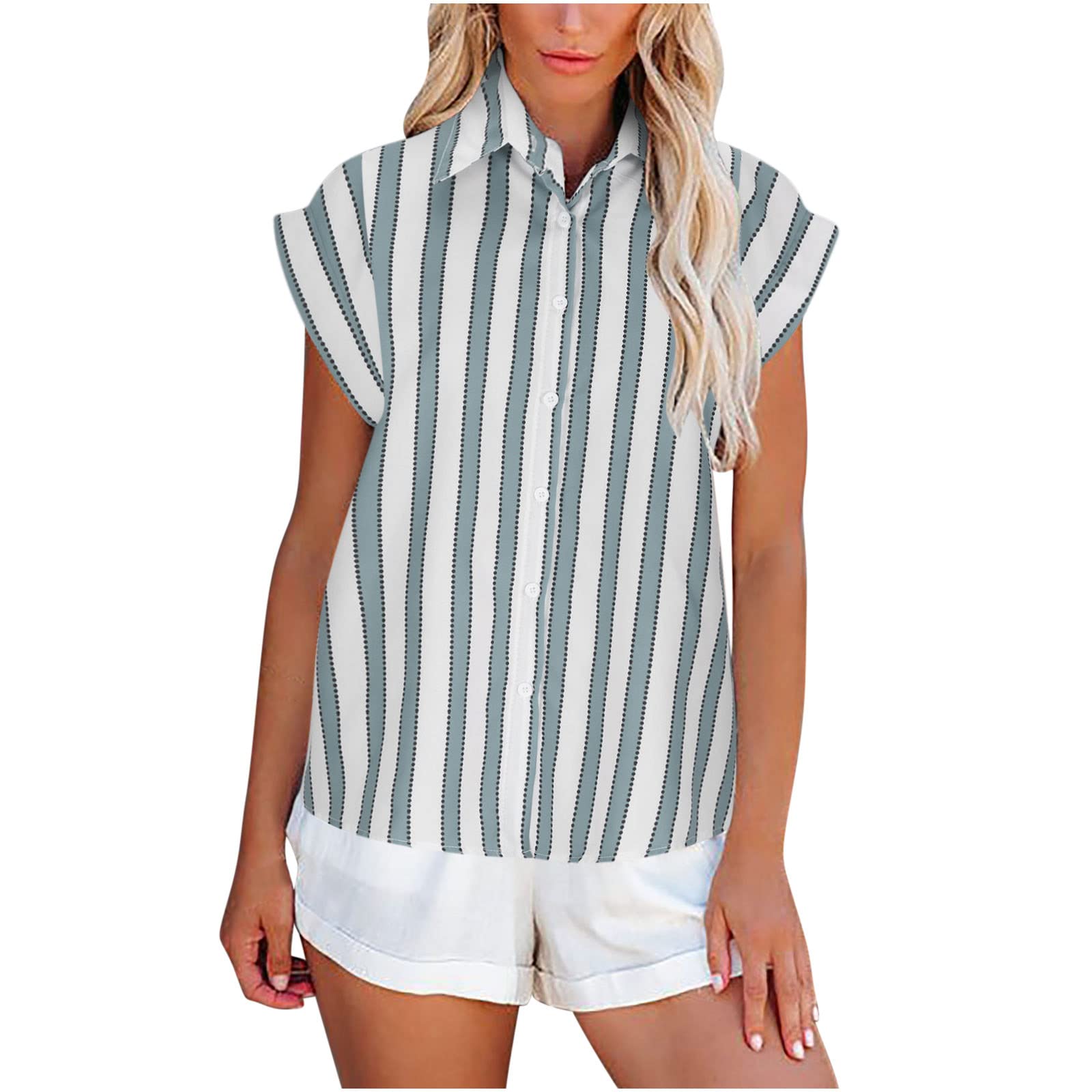 Stylish Striped Printed Short Sleeve Blouse for Women & Girls - Summer Fashion Top for Casual Wear, Office Outfits & Beach Vacations