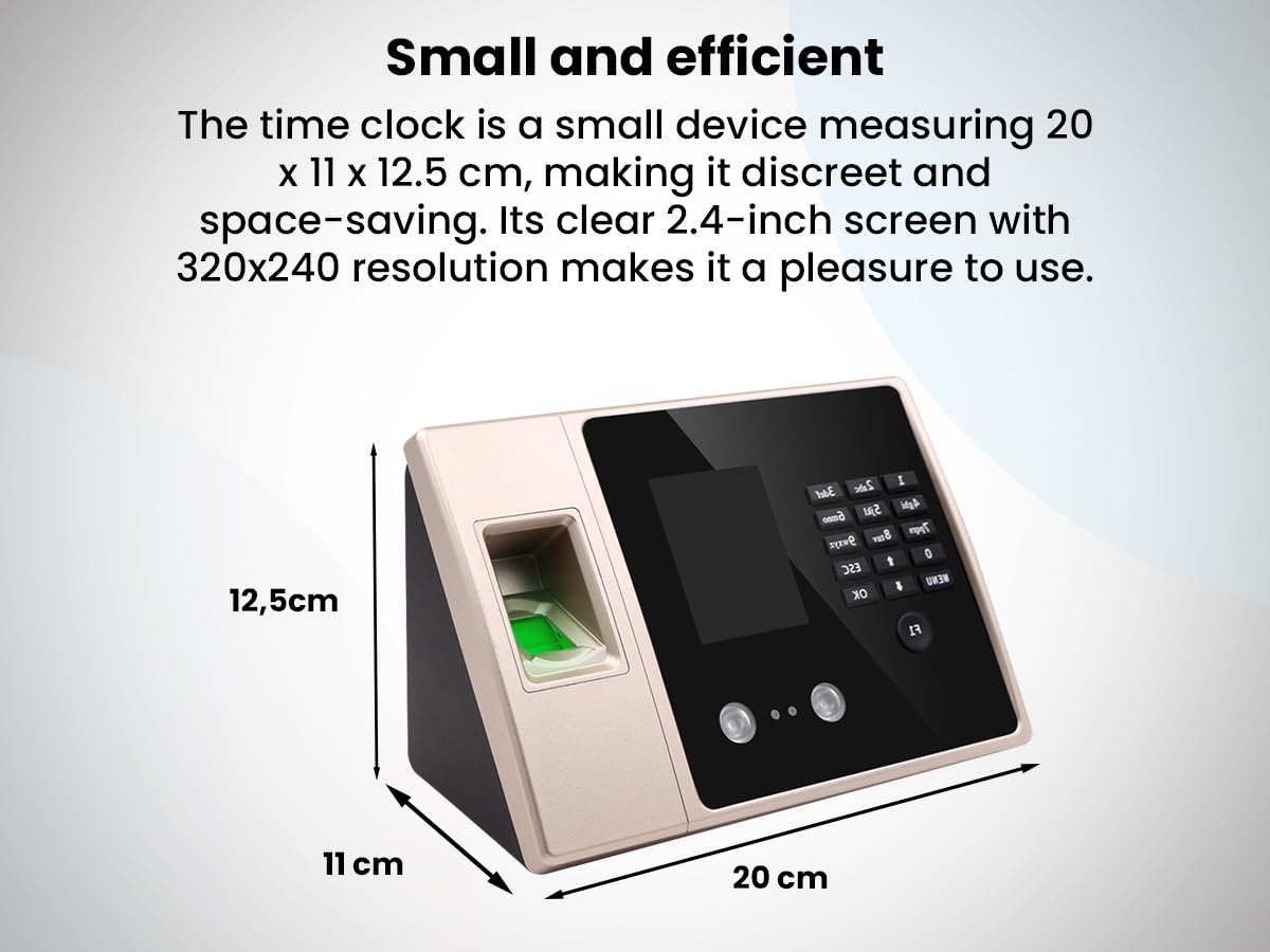HDWR FAR02 Biometric Time Clock - Advanced Face Recognition, Fingerprint & Password Attendance System with 300,000 Log Capacity | Perfect for Office, Warehouse & Retail Employee Management