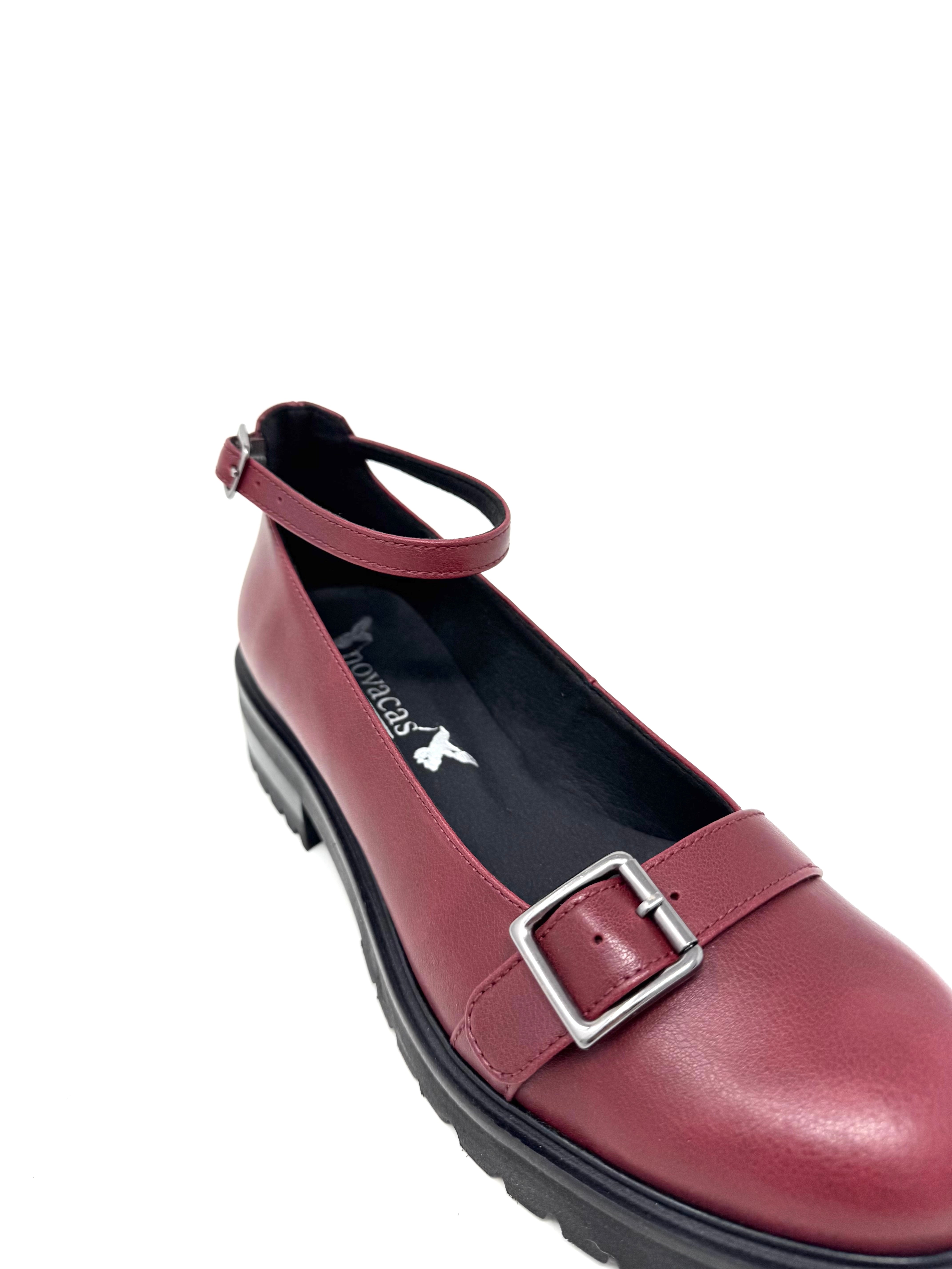Novacas Lexie Mary Jane Shoes in Bordeaux - Stylish & Comfortable Women's Flats for Work, Casual Outfits & Everyday Wear