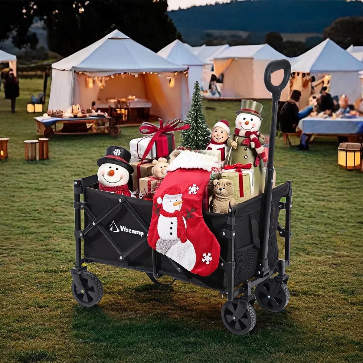 200LBS Heavy Duty Foldable Utility Wagon Cart - Portable Lightweight Collapsible Wagon with Removable Wheels for Beach, Shopping, Sports, Garden & Grocery (Black) | Perfect for Outdoor Adventures, Picnics, Camping & Home Use