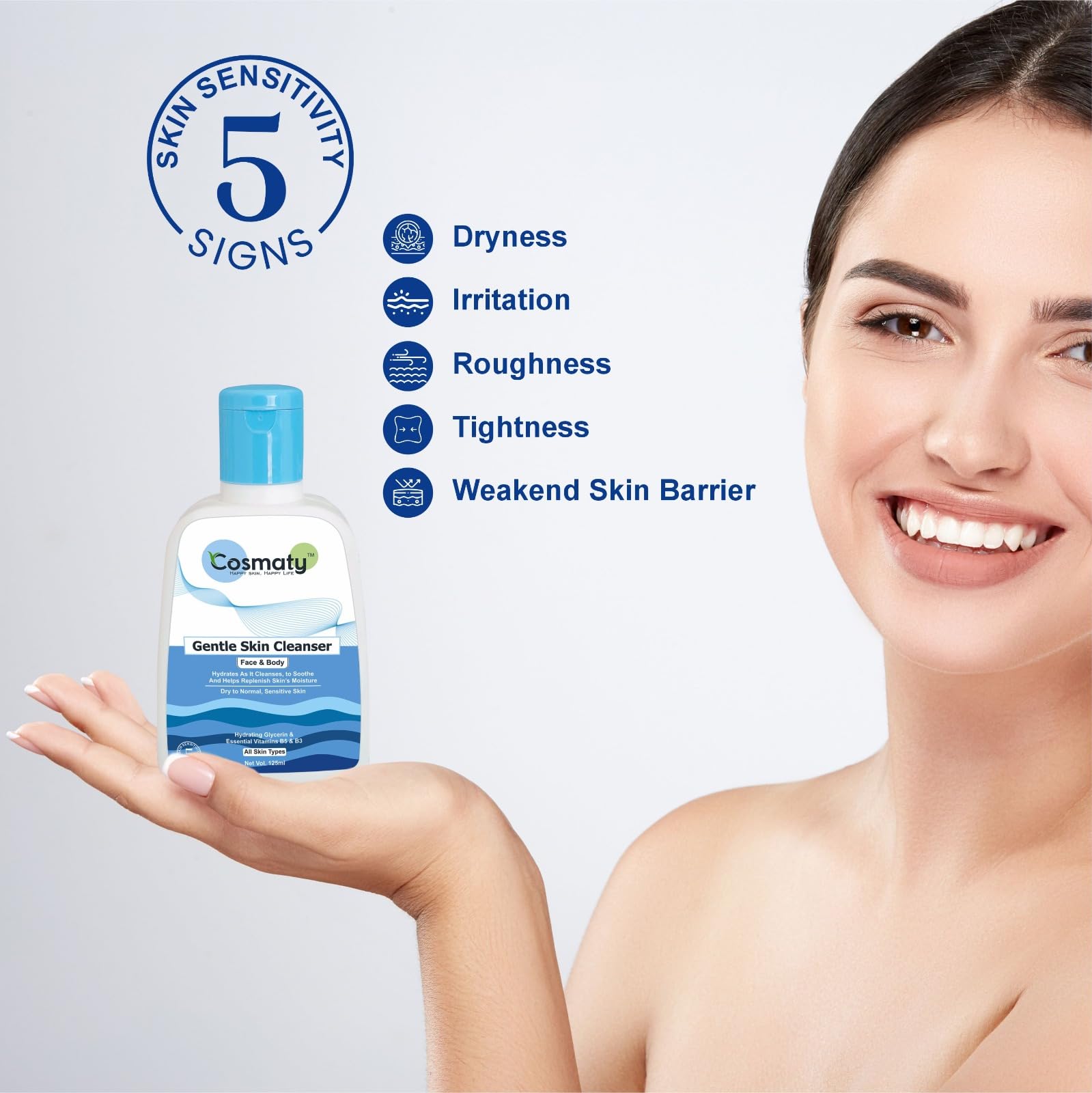 Gentle Hydrating Face Wash for Dry to Normal & Sensitive Skin - Niacinamide & Vitamin B5 Skin Cleanser (125ml) | Daily Moisturizing Facial Cleanser for Men & Women | Perfect for Morning & Night Skincare Routine