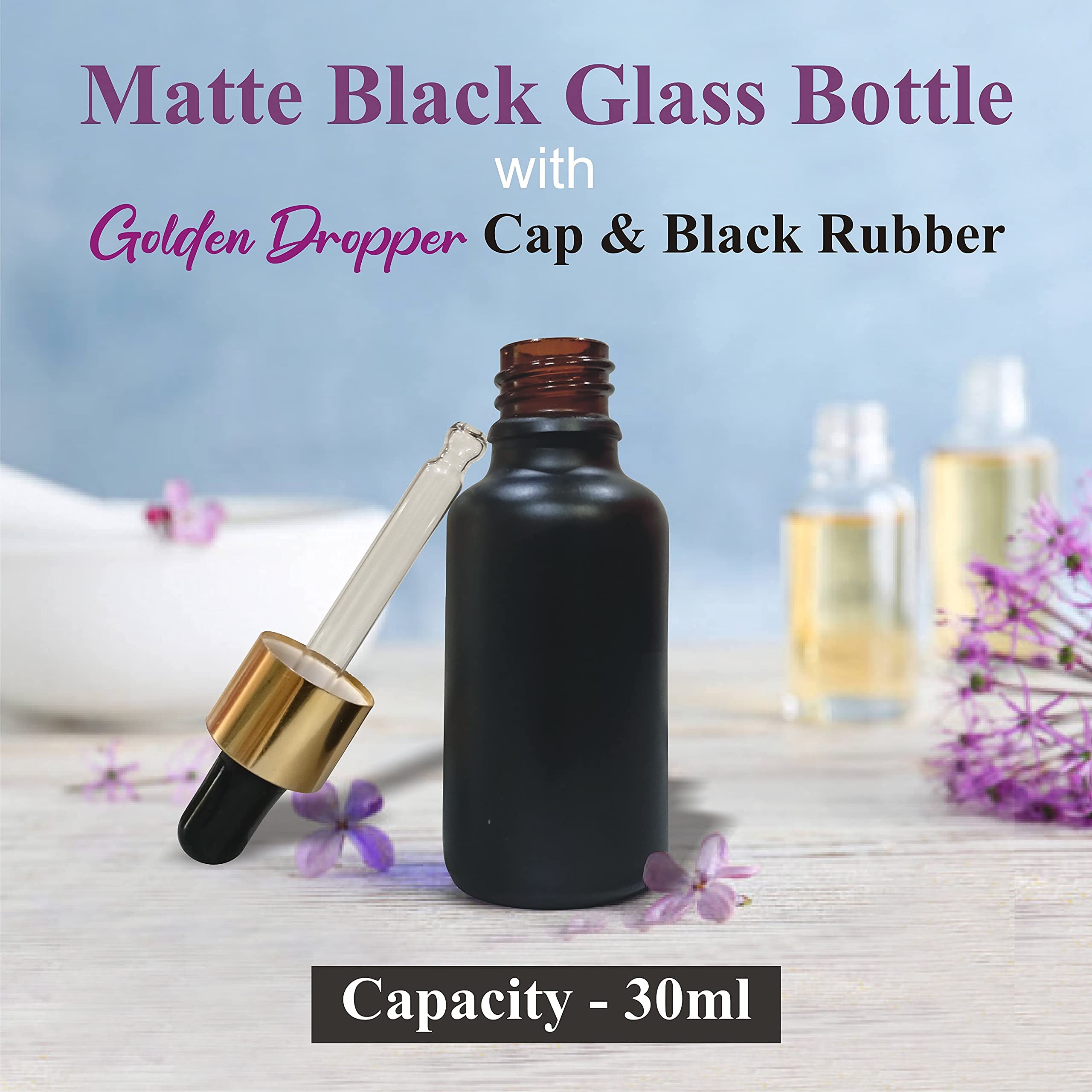 Premium 30ml Gold-Plated Glass Dropper Bottles for Essential Oils, Perfumes & Serums - Multipurpose Empty Containers for DIY Beauty, Aromatherapy & Travel - Pack of 3 (Ideal for Skincare, Fragrance Blending & Gift Packaging)