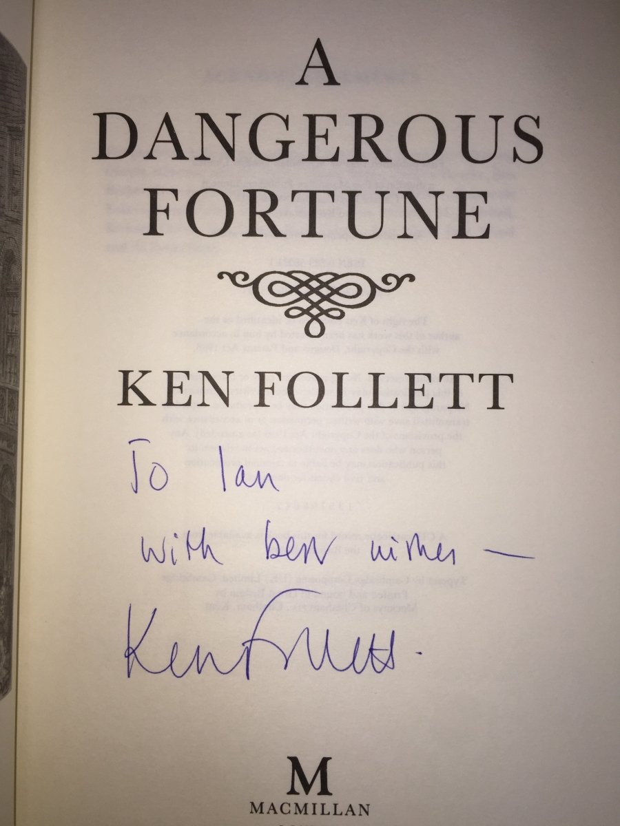 Signed Copy of A Dangerous Fortune by Ken Follett - Historical Fiction Thriller Novel - Perfect for Book Collectors & Fans of Suspenseful Reads