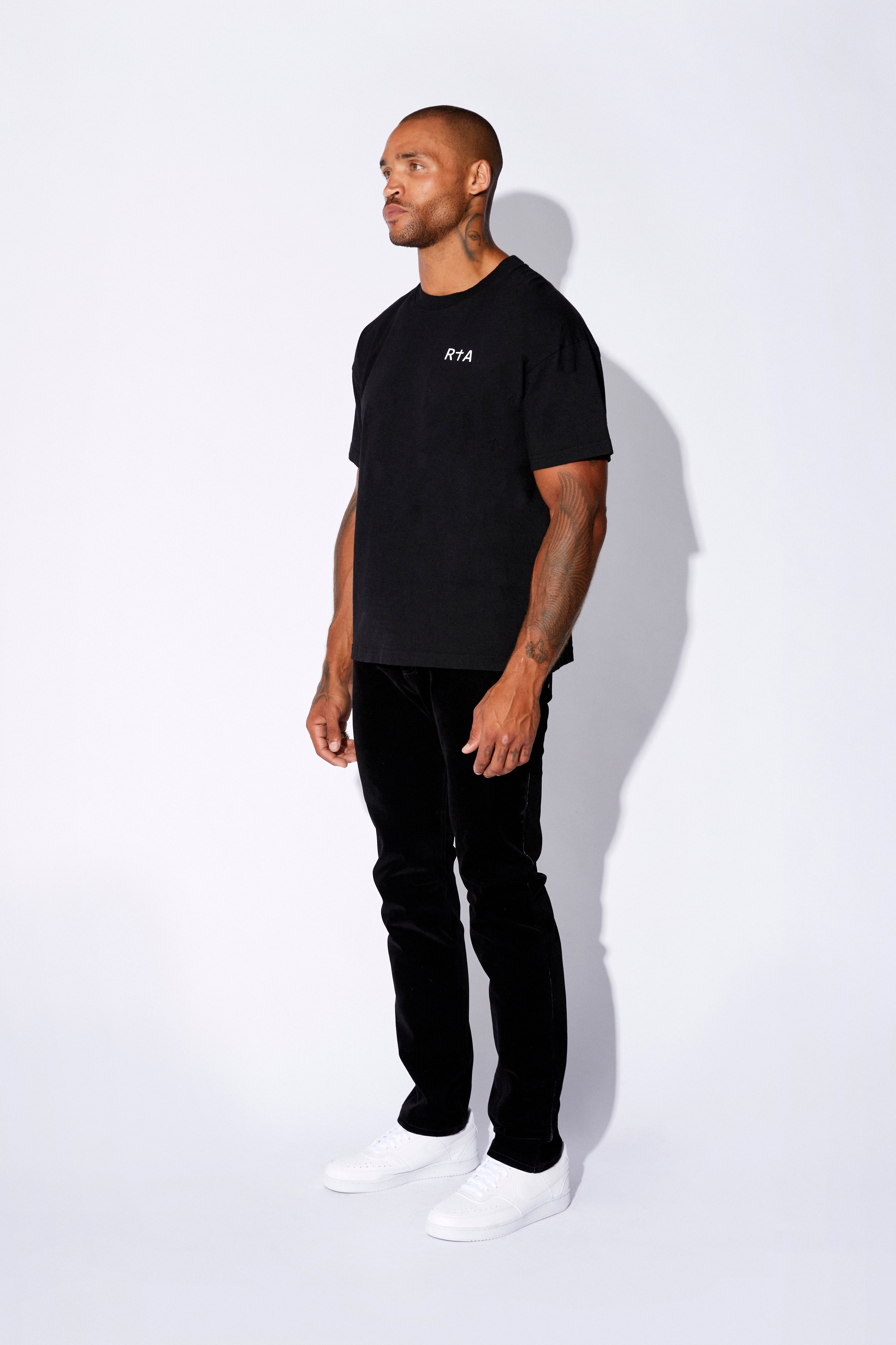 Colin Men's Short Sleeve T-Shirt with Chest Logo - Black Cotton Casual Tee for Everyday Wear, Street Style & Summer Outfits