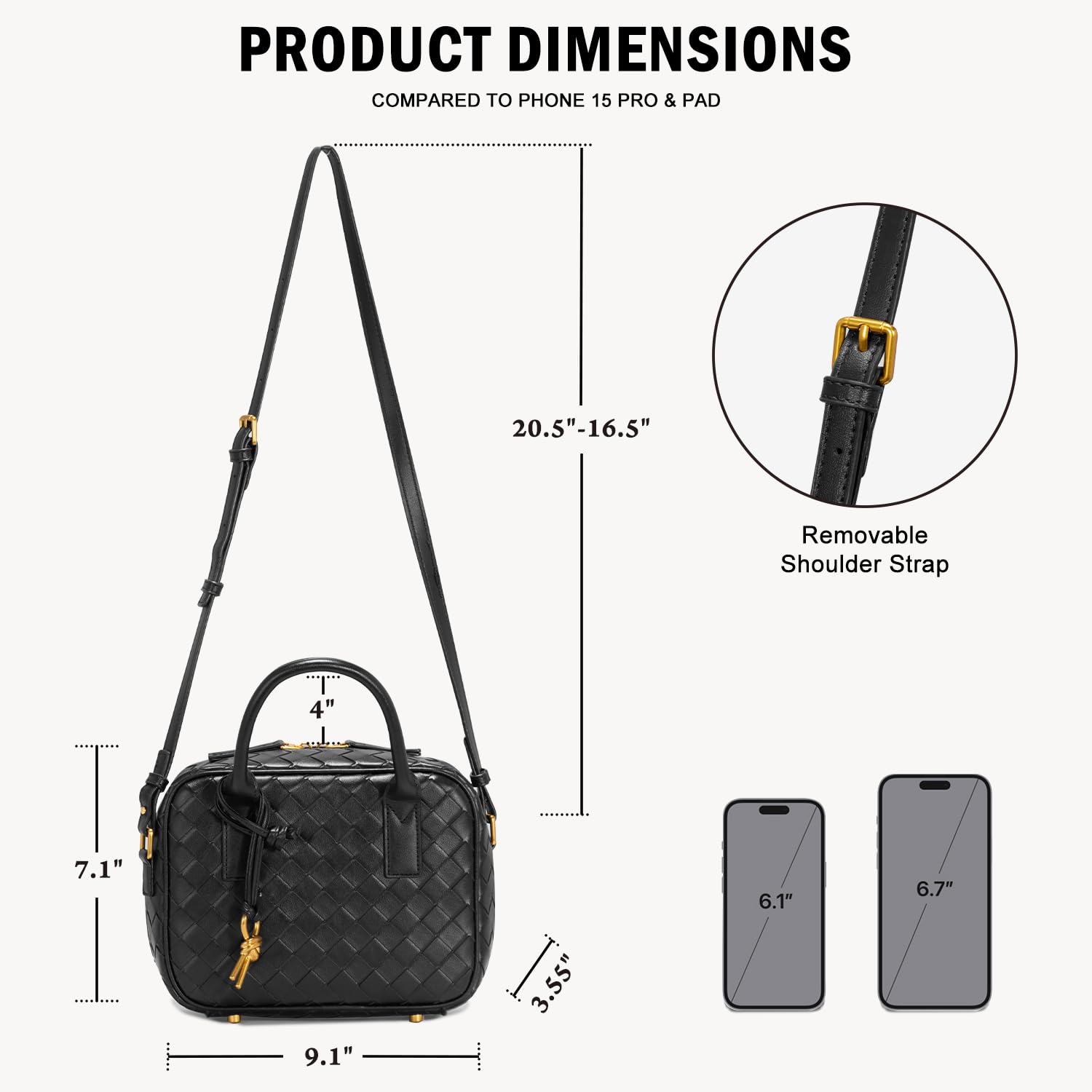 Stylish Woven Handbag for Women - PU Leather Crossbody Bag with Top Handle, Shoulder Satchel Purse | Perfect for Work, Travel, and Everyday Use