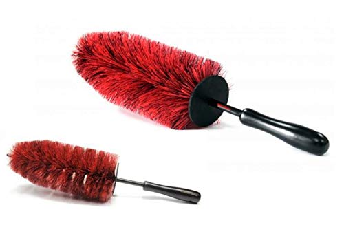 Soft Bristle Wheel Rim Brush 2 Pack - Long Handle Car Wheel & Tire Detailing Brush for Easy Reach - Scratch-Free Cleaning for Rims, Exhaust Tips, Vehicle Engine & Motorcycles - Perfect for Car Washing & Auto Detailing