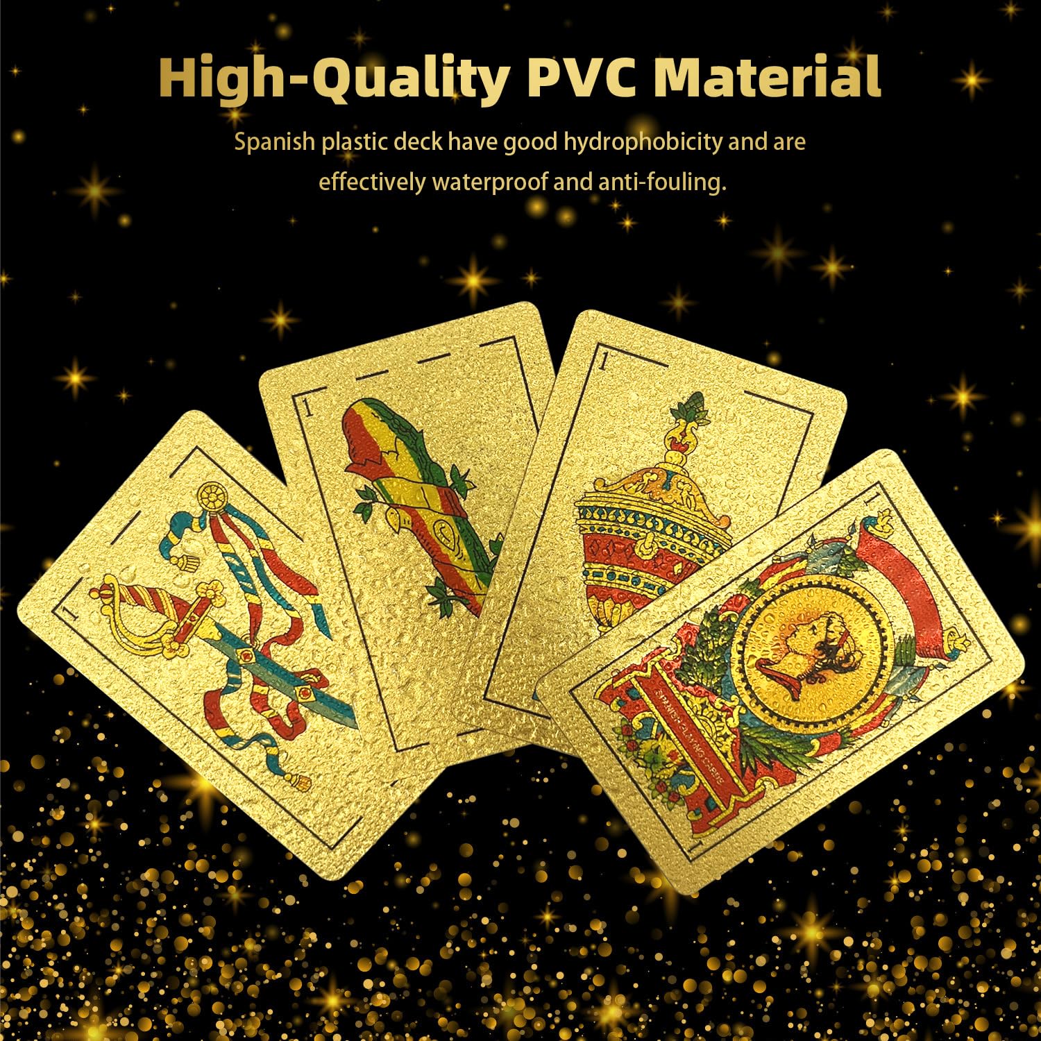 Premium Spanish Playing Cards - Authentic Briscas Deck for Puerto Rico & Mexico | Luxury Gold Foil & PVC Waterproof (1 Pack) - Perfect for Casino Nights, Family Game Time & Travel Entertainment