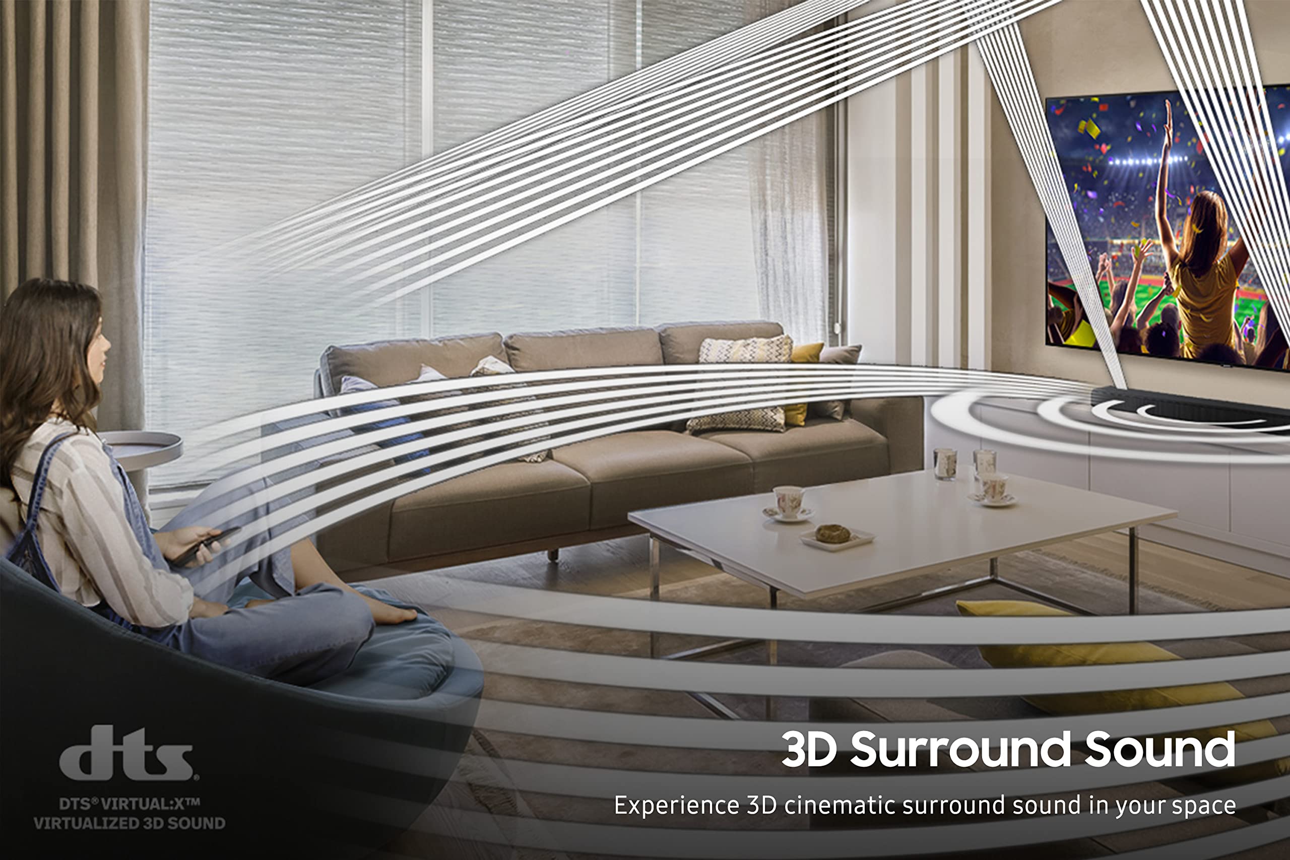 Samsung B650 Soundbar Speaker (2022) - 3.1ch Surround Sound with 7 Speakers, Virtual DTS:X, Wireless Subwoofer, Adaptive Sound Lite, Bluetooth Multiconnect & Wall Mount Kit - Perfect for Home Theater and Gaming