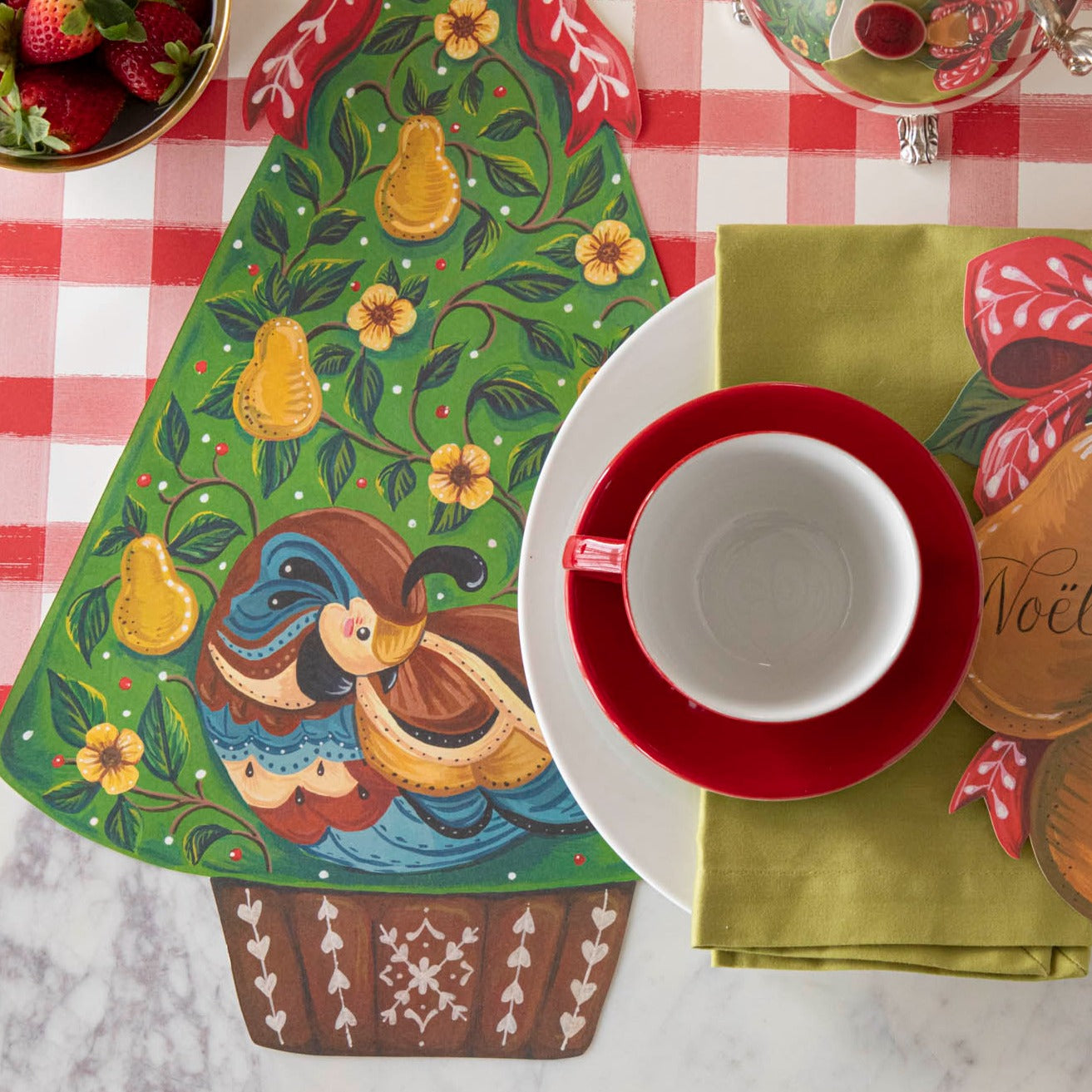 Elegant Die-Cut Partridge Placemat for Holiday Dining - Perfect for Christmas Table Settings and Festive Home Decor