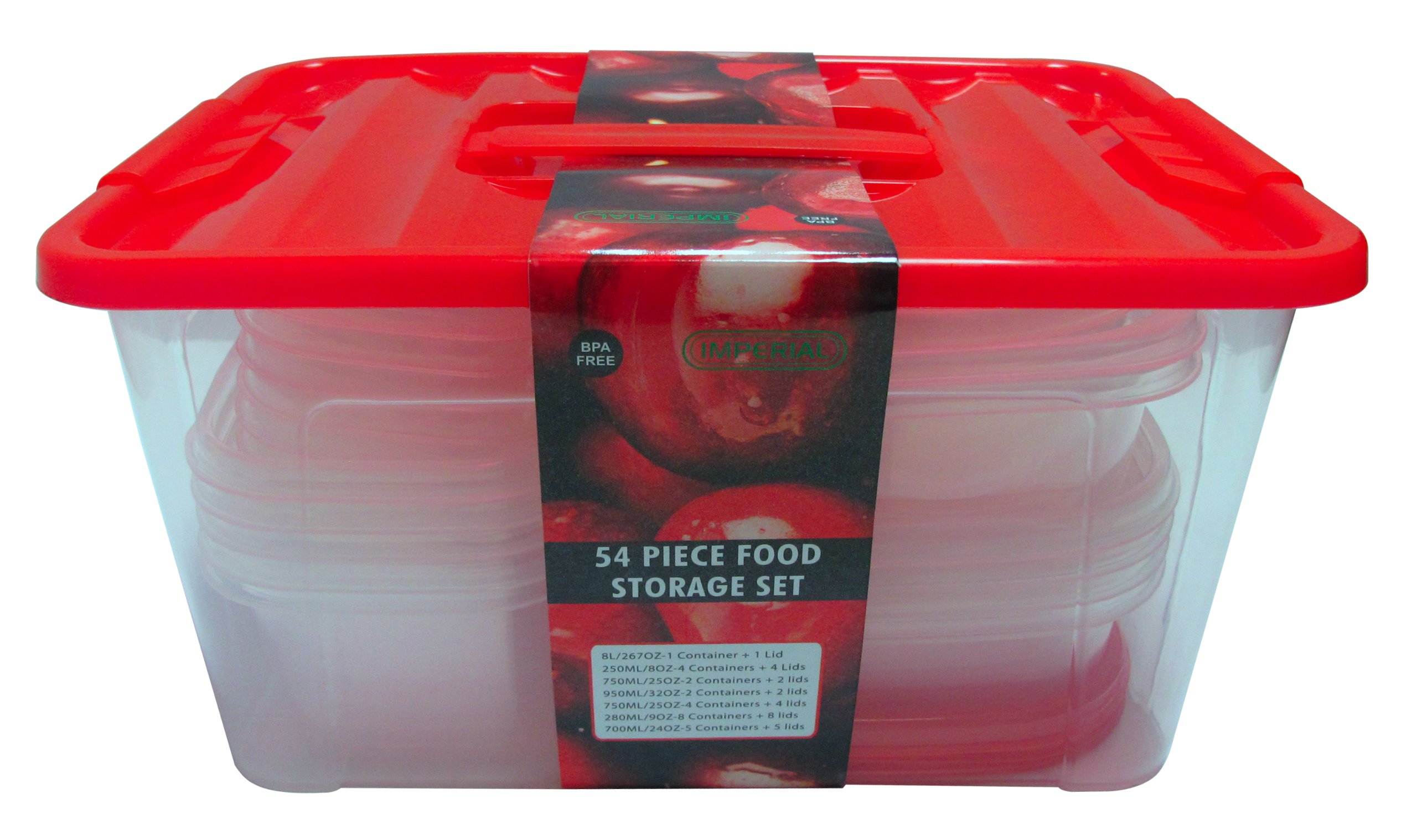 54-Piece Plastic Food Storage Container Set with Airtight Lids - BPA-Free Meal Prep Containers for Kitchen, Lunch Box & Leftovers (Red, 27 Containers + Lids) - Perfect for Meal Prepping, Office Lunch & Food Organization
