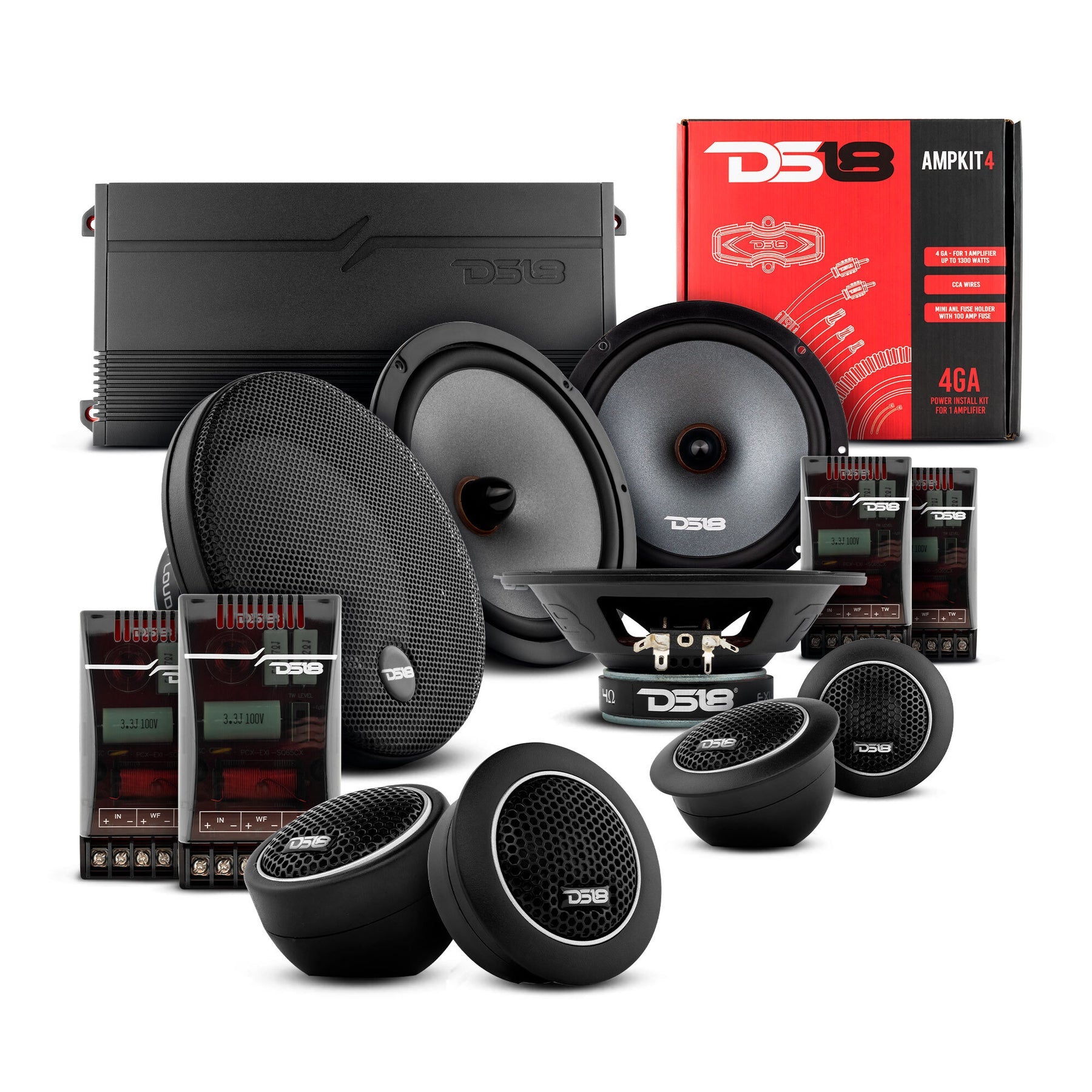 DS18 2008-2019 Honda Accord Front & Rear Door Speaker Upgrade Kit - 1800W High Power Replacement Audio System for Enhanced Car Sound Experience - Perfect for Music Lovers & Road Trips