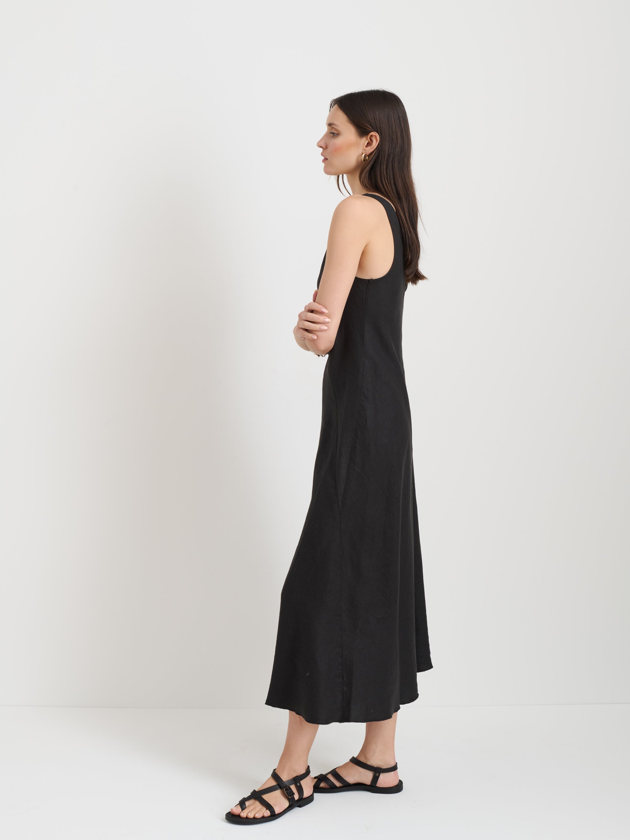 Flora Linen Dress - Women's Summer Casual Flowy Maxi Dress for Beach, Vacation & Outdoor Activities