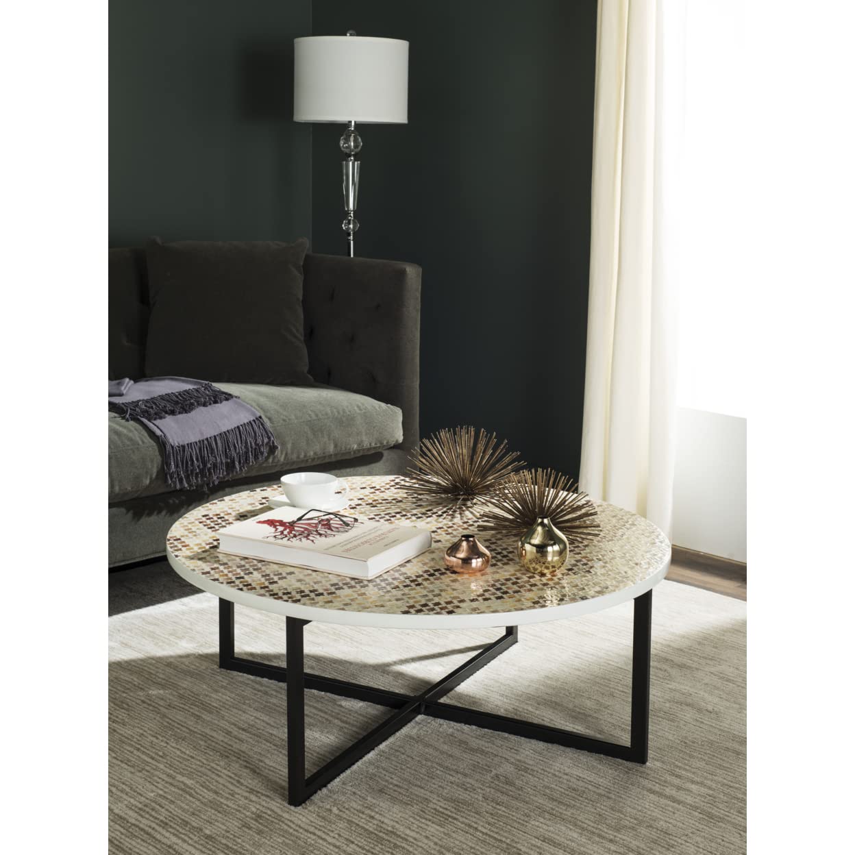 Safavieh Cheyenne Blue & White Coffee Table - Modern Living Room Furniture for Home Decor, Stylish Centerpiece for Living Spaces