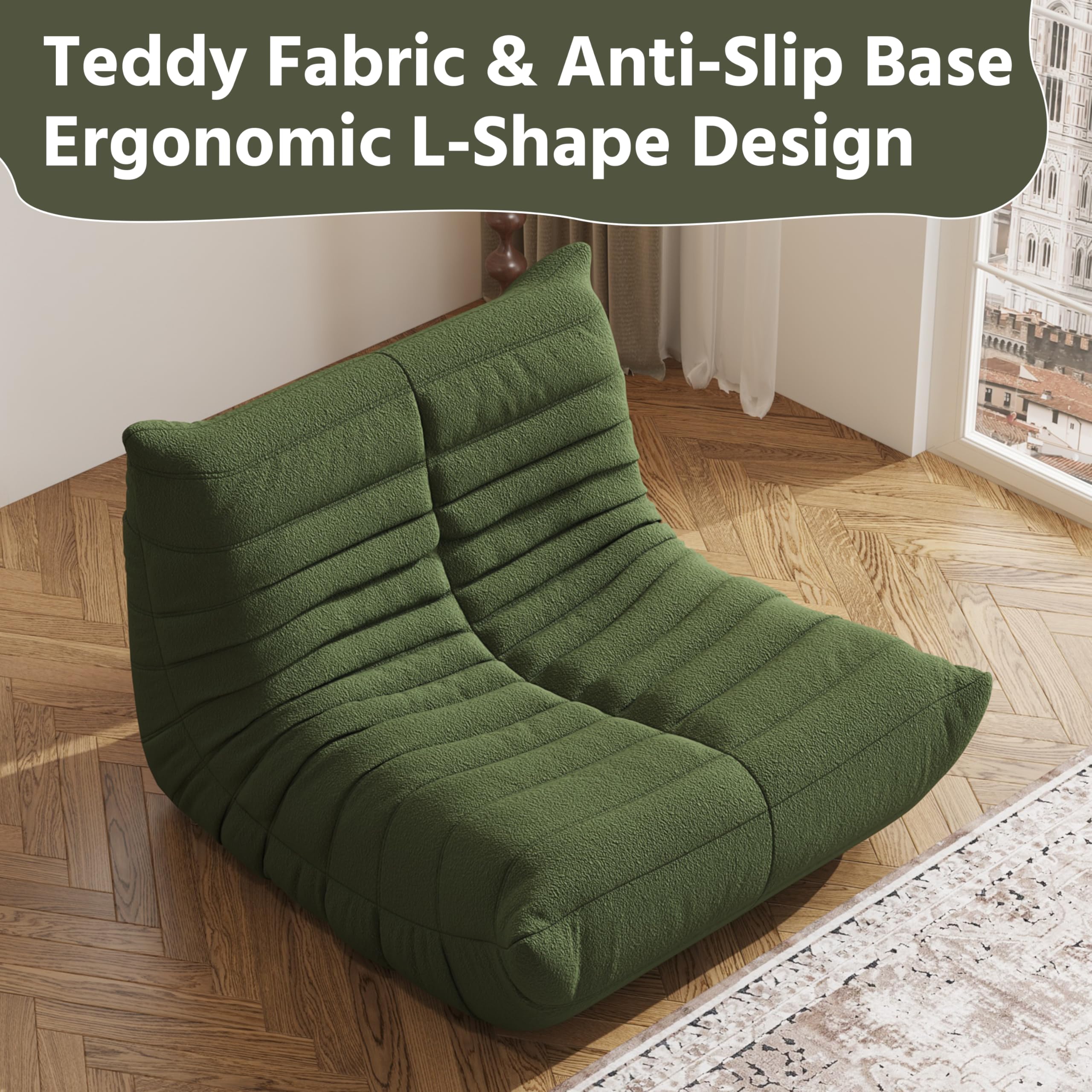 Comfortable Giant Bean Bag Chair for Adults - High Density Foam Fireside Lounger with Soft Teddy Velvet Fabric - Perfect for Living Room, Bedroom, Office & Apartment - Relaxing Floor Sofa for Reading, Gaming & Movie Nights