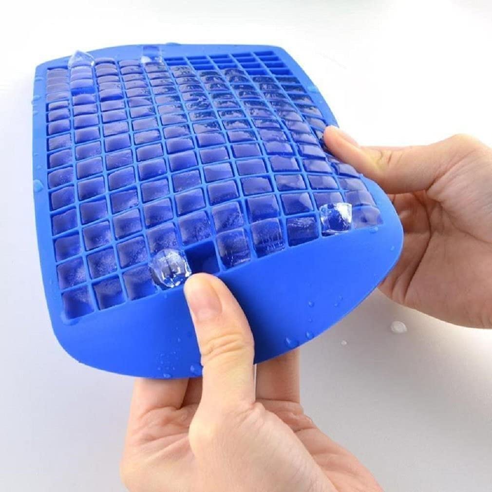 3Pcs Silicone Mini Ice Cube Trays - 160 Grids Square Ice Molds for Freezer, Baby Food, Whiskey & Cocktails | BPA-Free Flexible Ice Cube Maker for Drinks, Smoothies & Party Beverages (Blue) - Perfect for Home Bars, Baby Meal Prep & Summer Refreshments