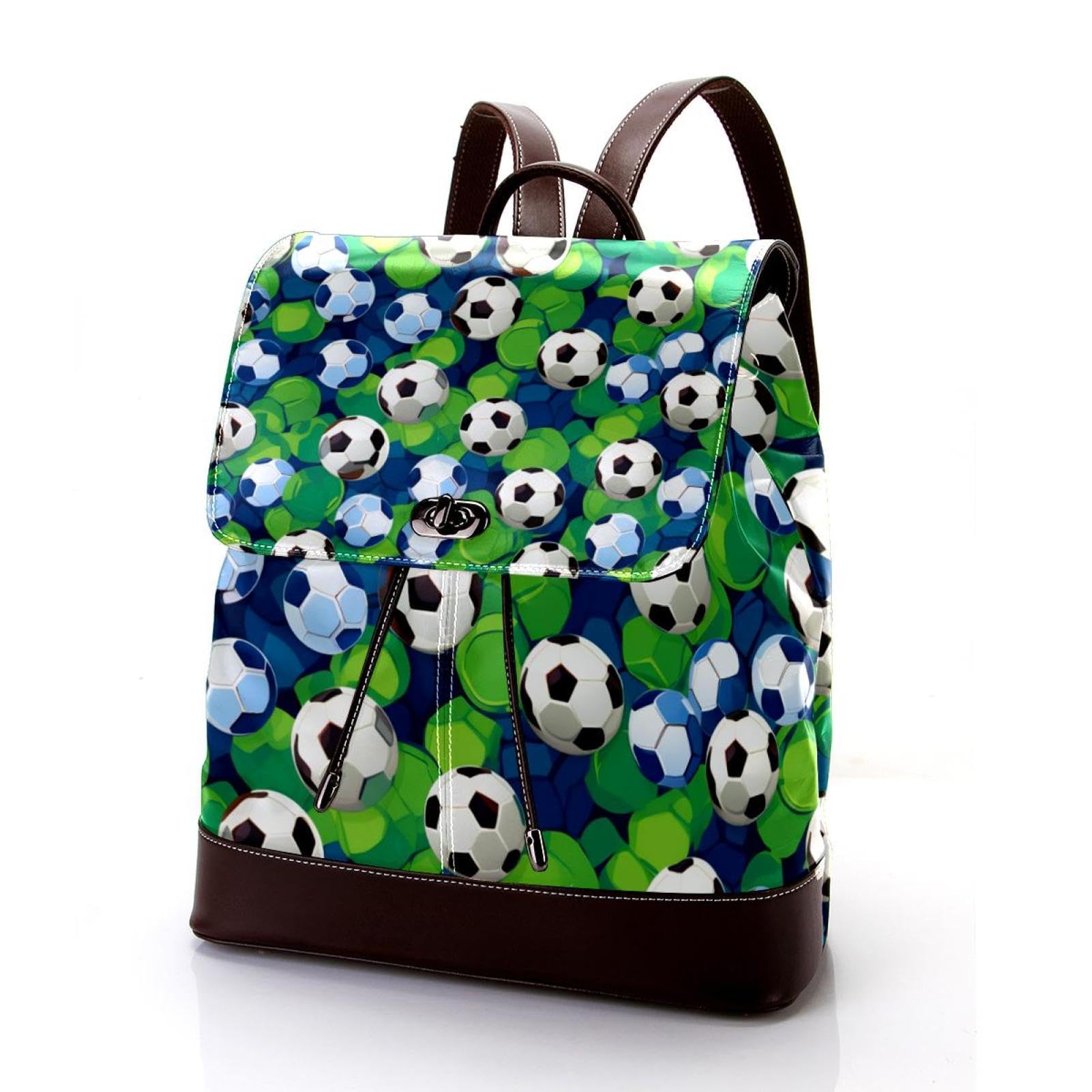 Men's & Women's Travel Backpack with Floral Soccer Ball Design - Lightweight Durable Carry-On Backpack for Commuting, Hiking & Sports