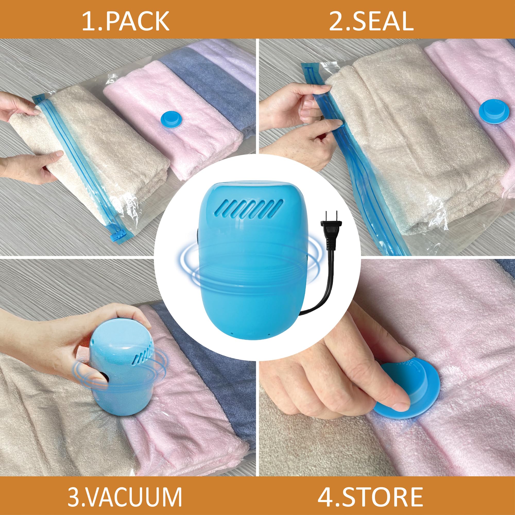 Electric Vacuum Storage Bags 15-Piece Set (2 Jumbo/2 Large/6 Medium/5 Small) - Space Saving Vacuum Seal Bags with Pump for Clothes, Comforters, Blankets & Bedding | Perfect for Travel, Seasonal Storage & Home Organization