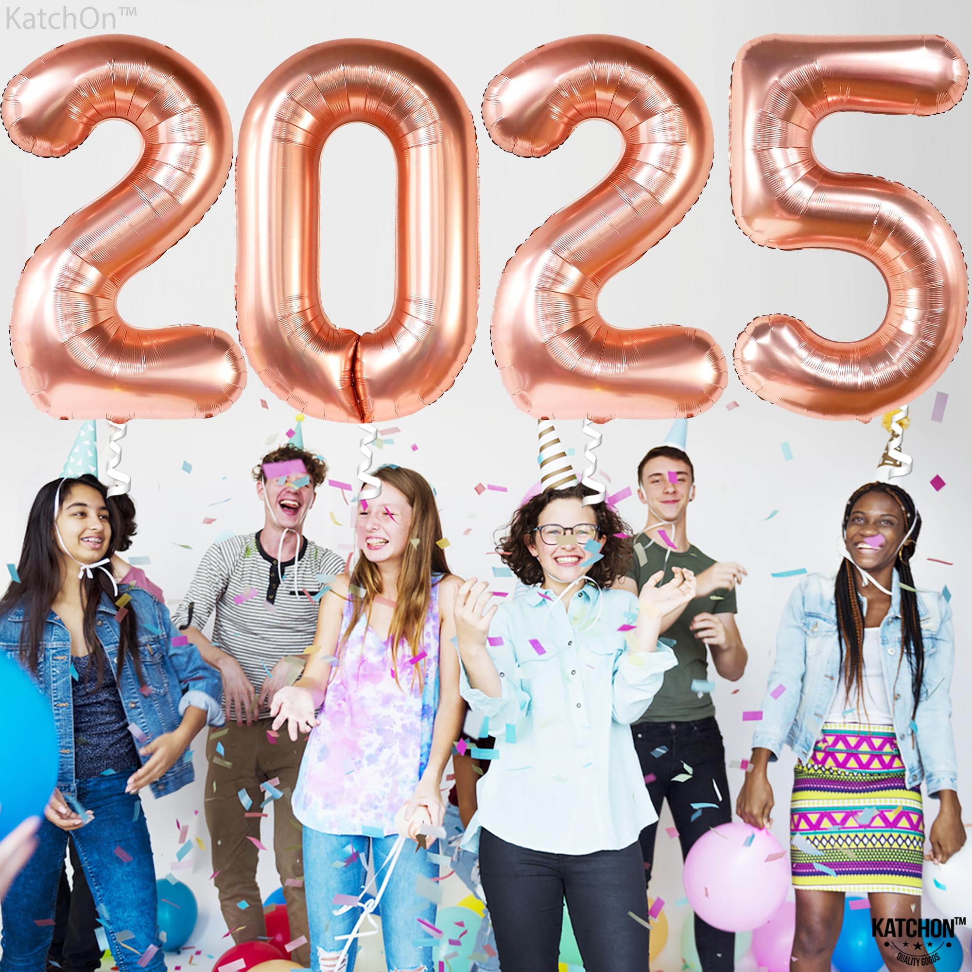 KatchOn 42 Inch Giant Rose Gold 2025 Graduation Balloons - Class of 2025 Party Decorations | Large Metallic Rose Gold Balloons for Graduation Ceremony, Photo Backdrops & Celebration Decor