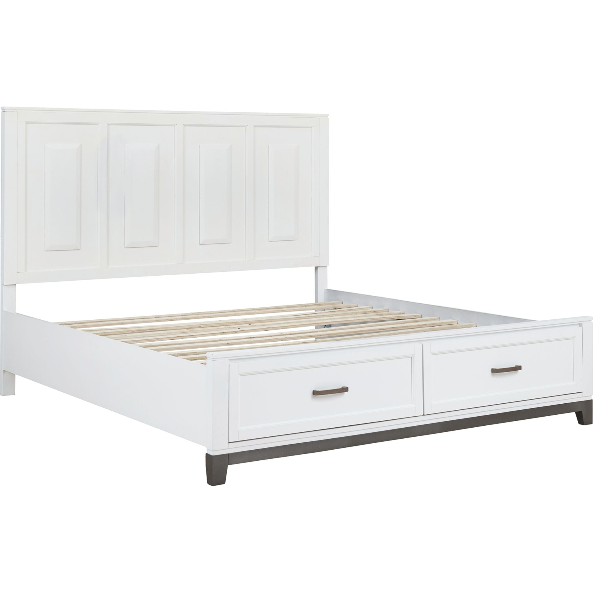 Brynburg 4-Piece Storage Bed Frame, White Queen Size - Space-Saving Platform Bed with Underbed Storage for Small Bedrooms & Apartments