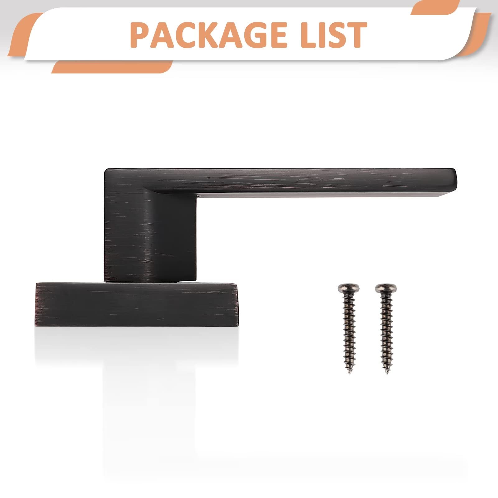 10 Pack Dummy Lever Door Handles - Slim Square Non-Turning Single Side Pull Only for Closet & French Doors - Oil Rubbed Bronze Finish - Modern Contemporary Design - Perfect for Half-Dummy Applications in Bedrooms, Bathrooms & Cabinets