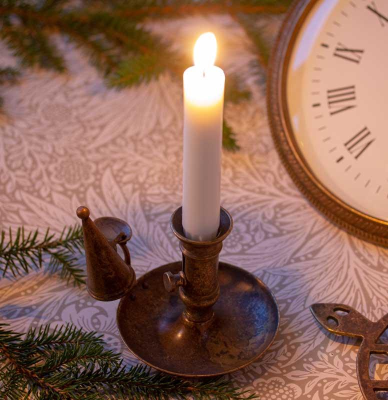 Antique Brass Office Candle Holder with Extinguisher - Elegant Desk Decor for Home & Office Workspace