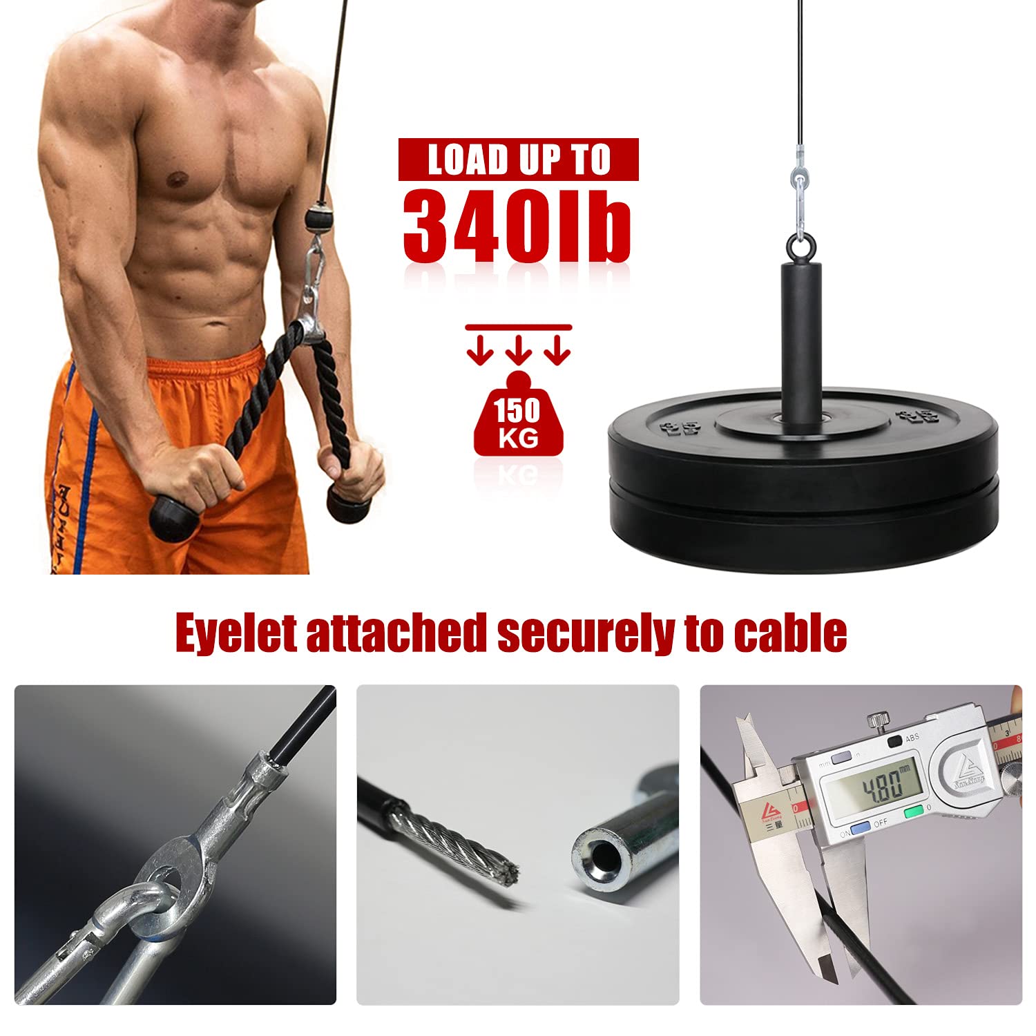 SYL Heavy Duty Steel Wire Rope - Gym Replacement Cable for Home Cable Pulley Machines | Durable Fitness Equipment Accessory for Strength Training & Workouts