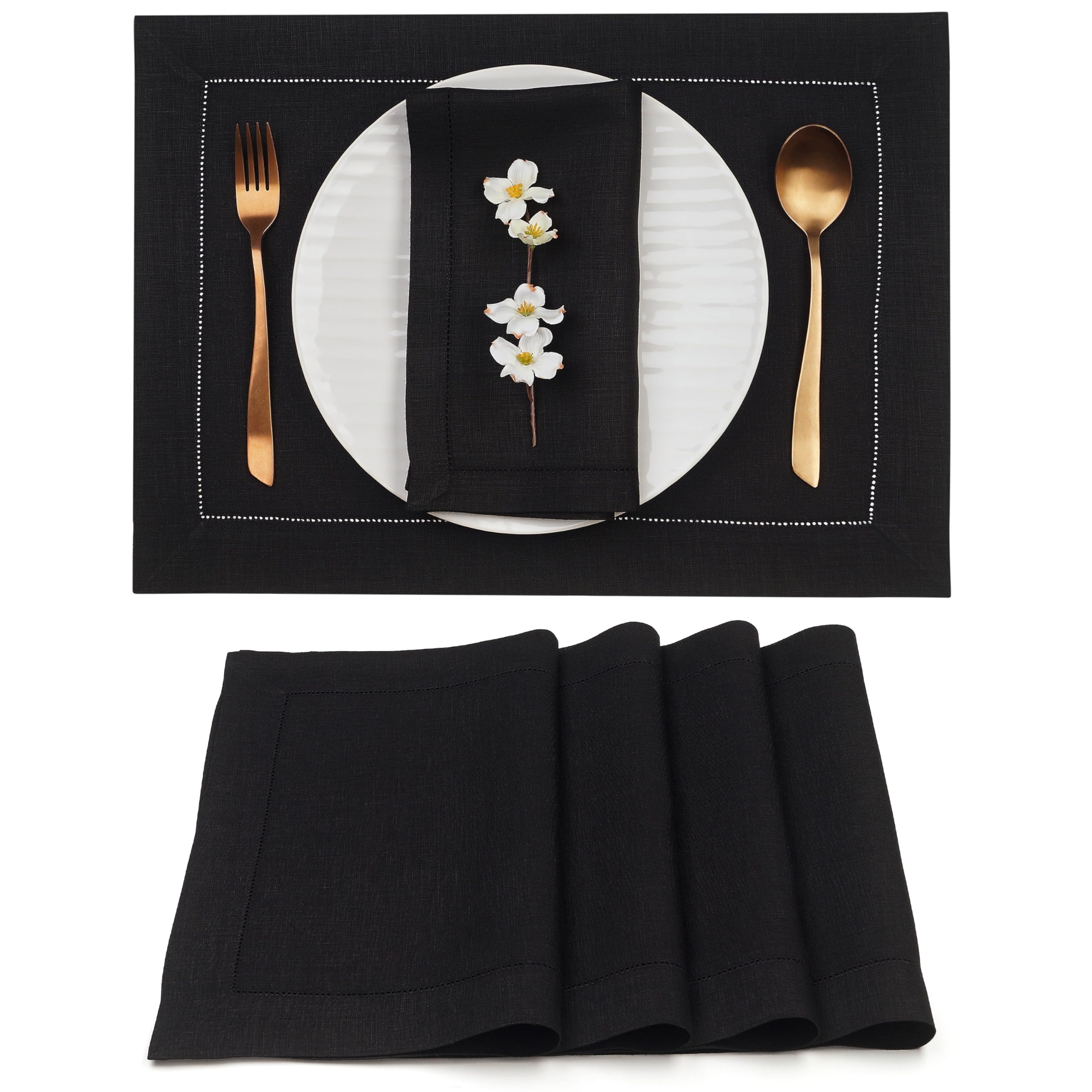 D'Moksha Homes 100% Pure Linen Placemats Set of 4 - 14