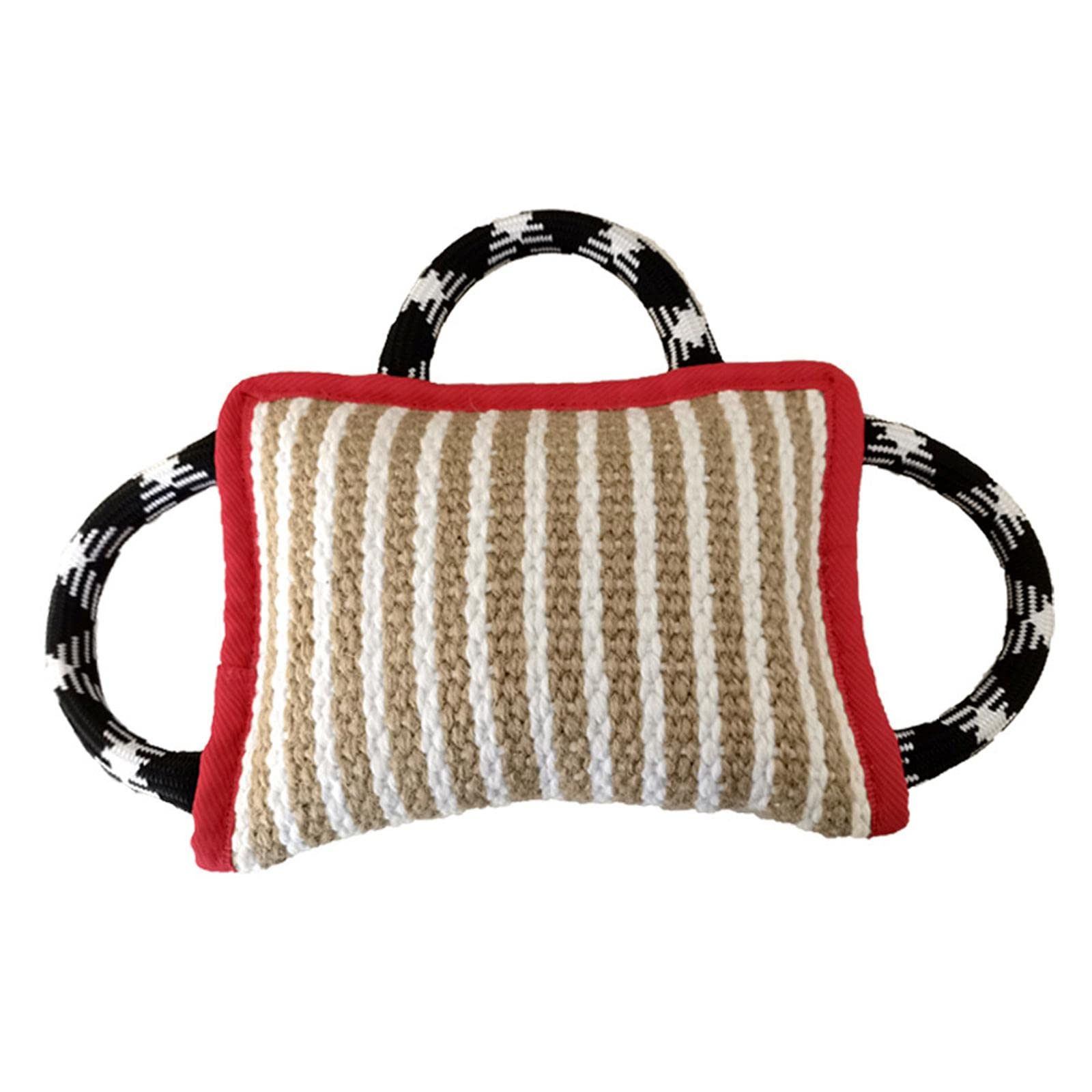 Interactive Dog Chew Toy with 3 Handles - Durable Puppy Biting Training Pillow Tug Toy (Red) - Perfect for Playtime, Teething Relief & Bonding Activities