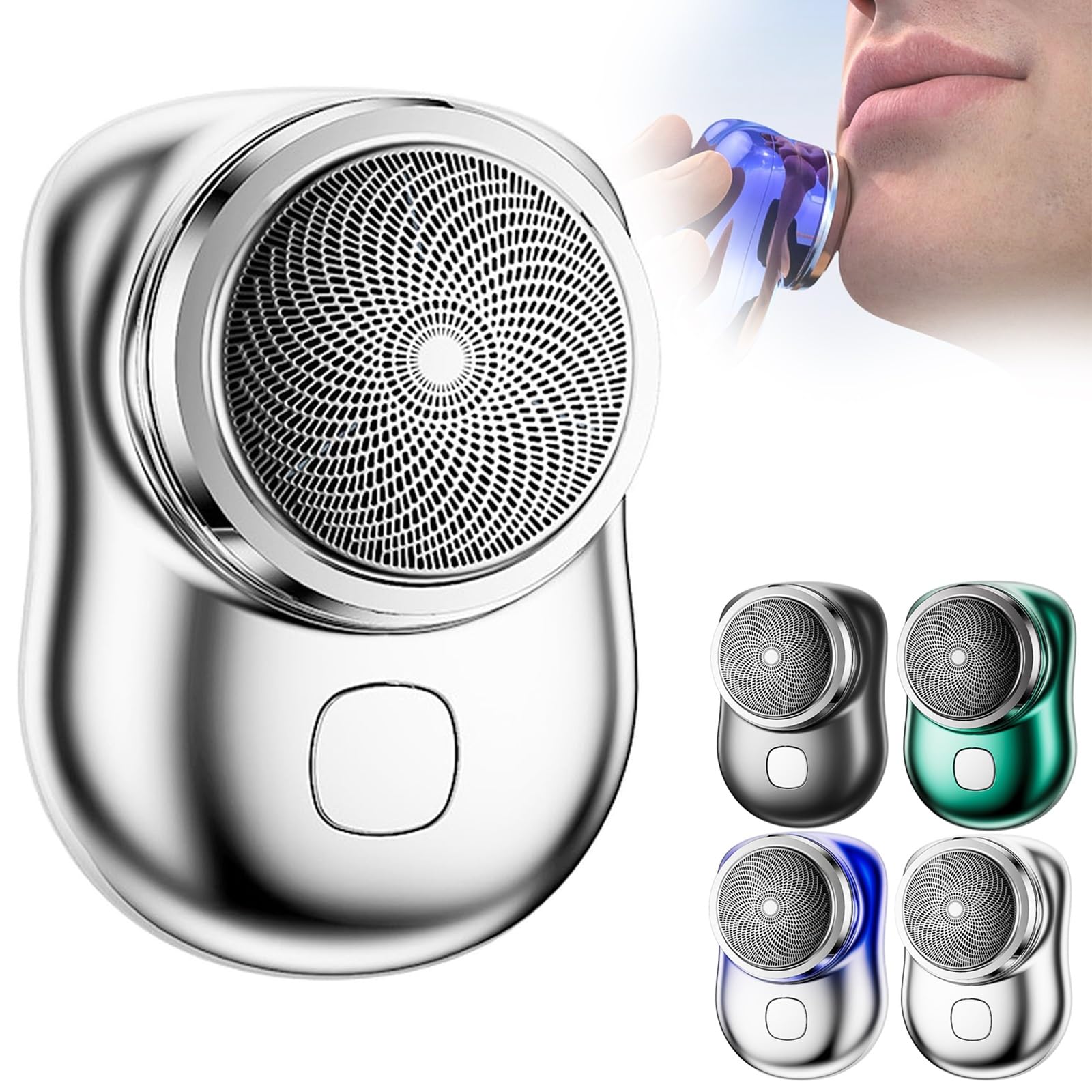Peachloft USB Rechargeable Mini Electric Shaver for Men - Portable Travel & Gym Grooming Kit, Silver - Smooth Shaving for Face, Beard & Body Hair On-The-Go