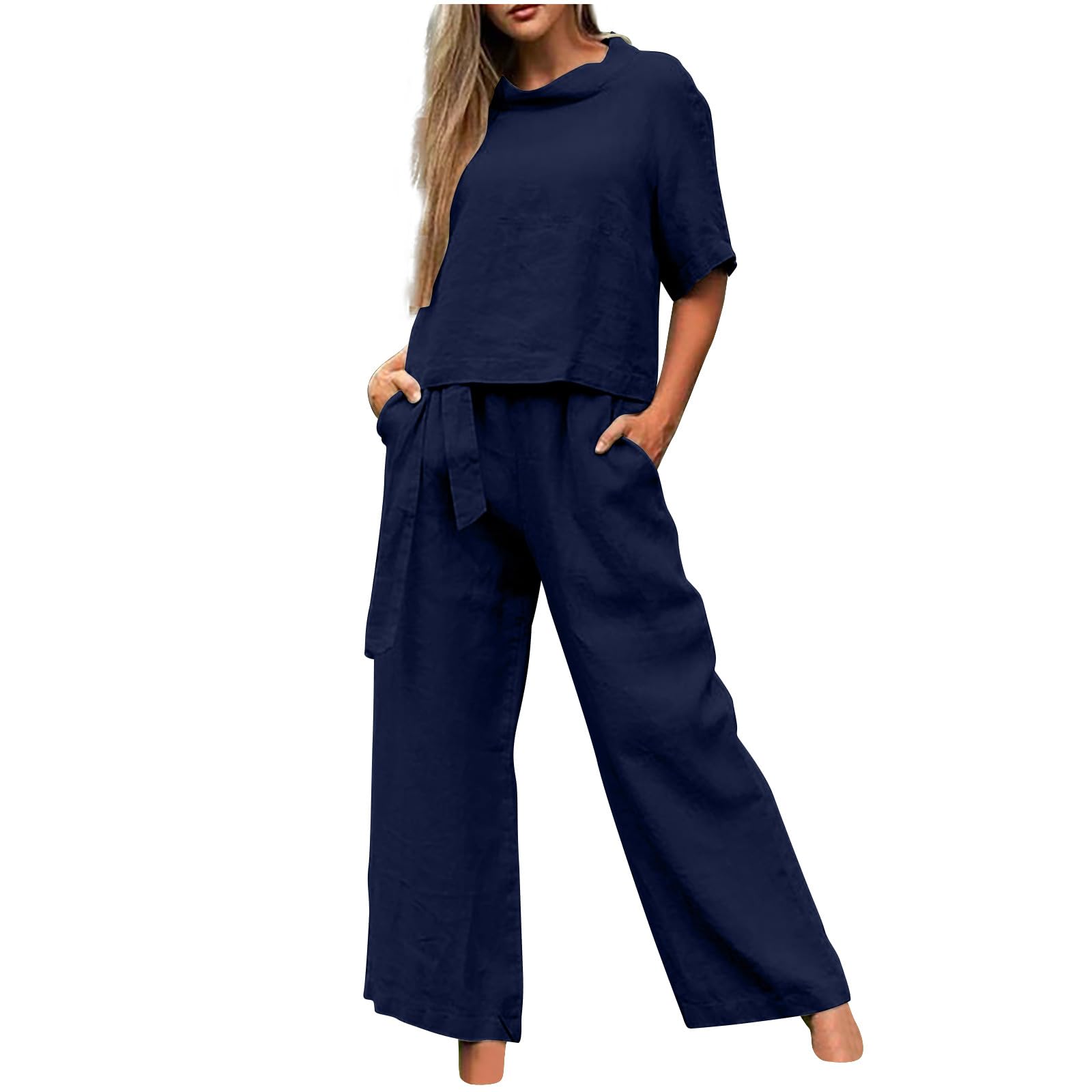 Women's 2-Piece Matching Shorts Set - Summer Lounge & Beach Outfit - Comfortable Cotton Shorts & Top Set for Casual Wear, Vacation, and Relaxation