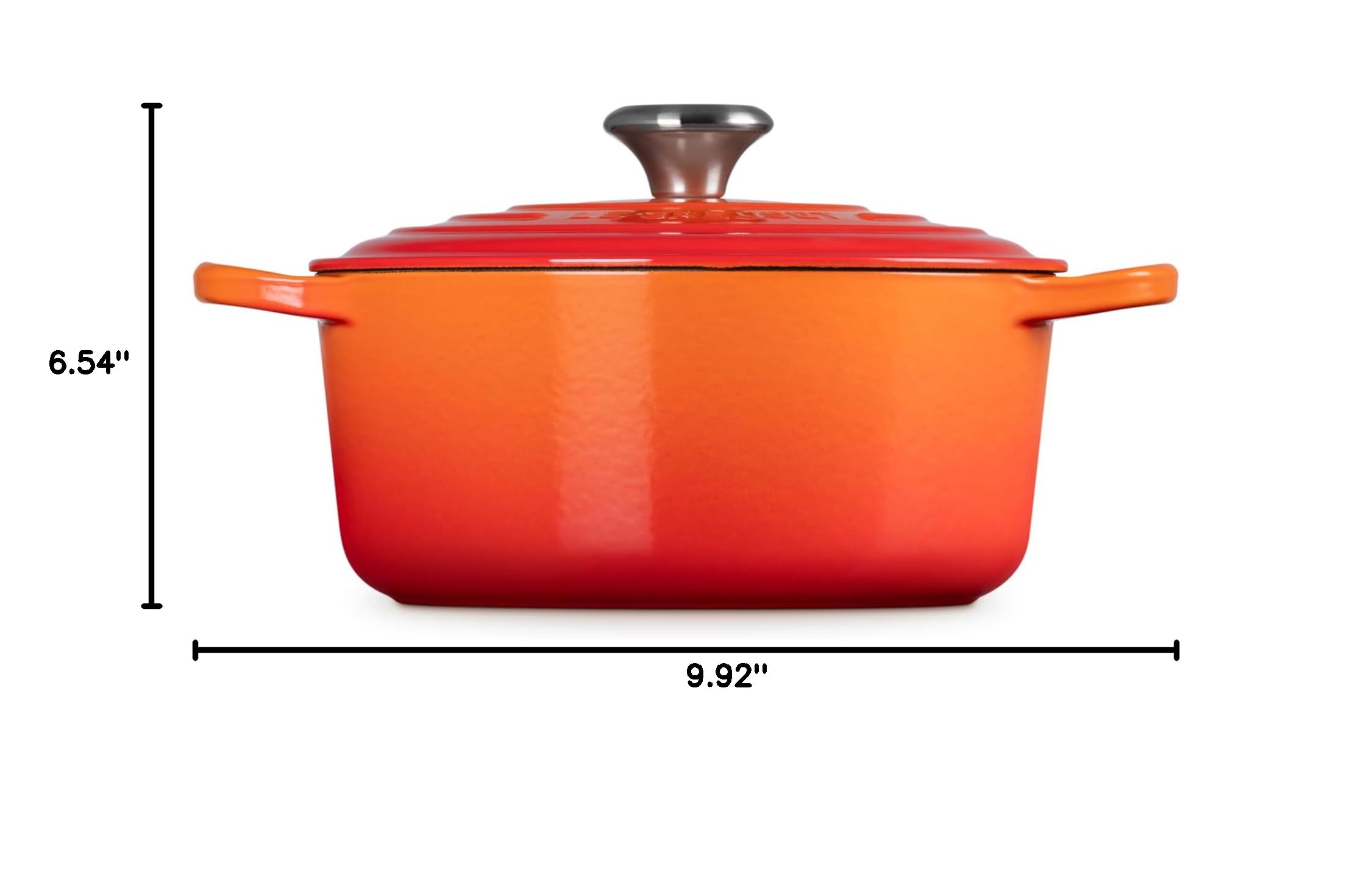 Le Creuset Signature Enameled Cast Iron Dutch Oven 4.5 Quart Round Pot - Flame Color for Braising, Roasting & Baking - Perfect for Soups, Stews & Family Dinners