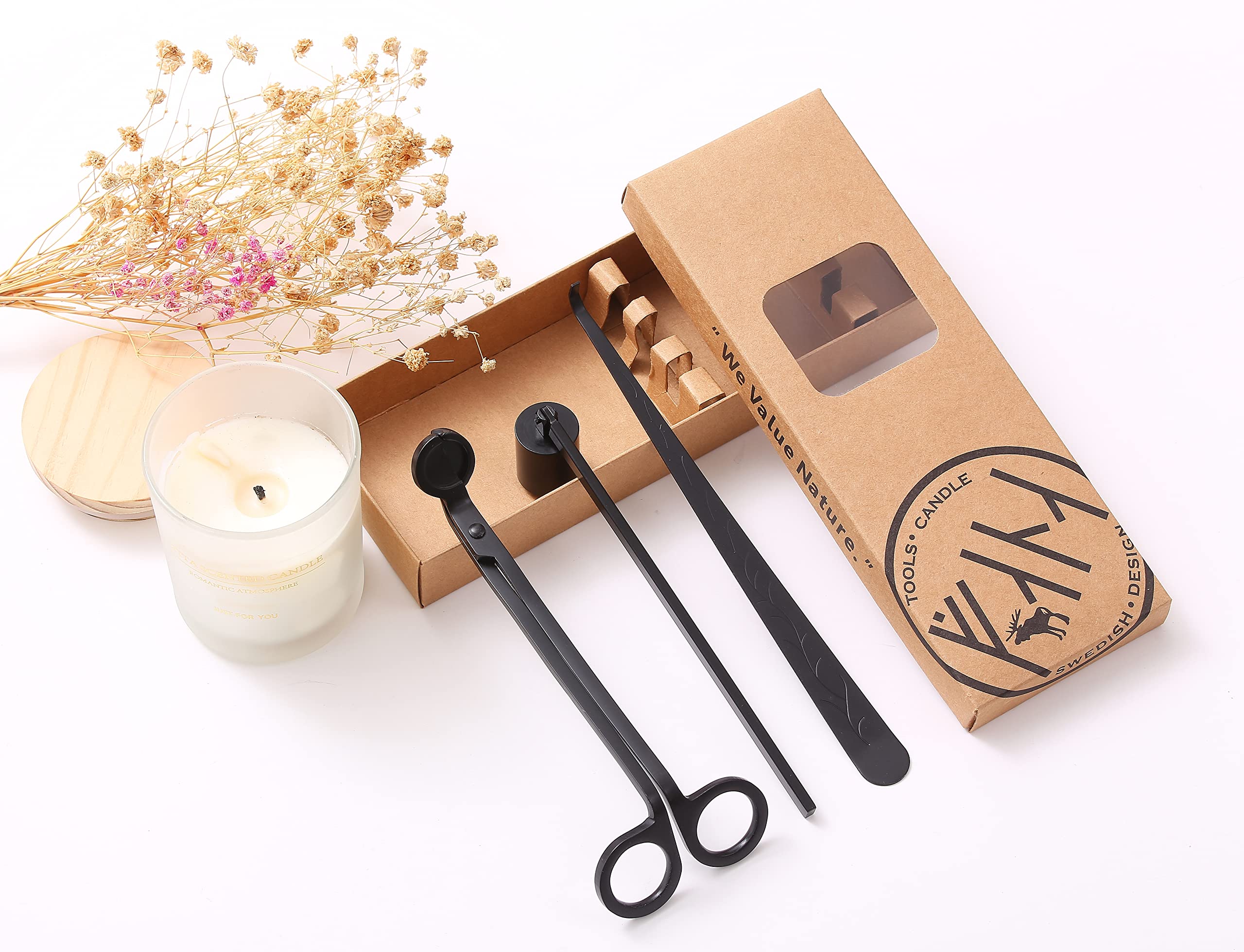 Premium 3-in-1 Candle Accessory Set - Wick Trimmer, Dipper & Snuffer - Elegant Black Candle Tools for Wax Lovers - Perfect for Home Spa, Romantic Dinners & Relaxation Gifts