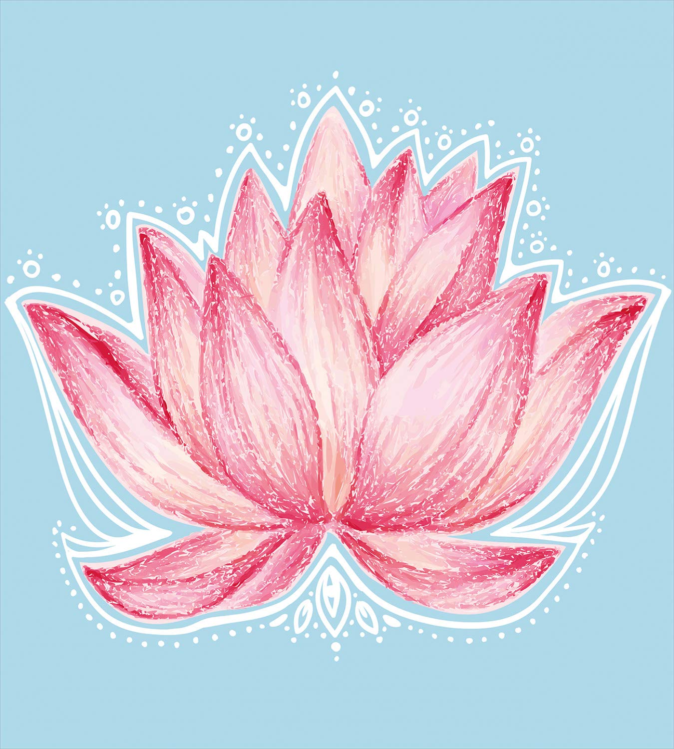 Ambesonne Lotus Duvet Cover Set King Size - Pink & Pale Blue Botanical Floral Bedding with 2 Pillow Shams | Gardening Theme Lotus Flower Pattern | 3-Piece Decorative Bedding Set for Master Bedroom, Guest Room & Bohemian Home Decor