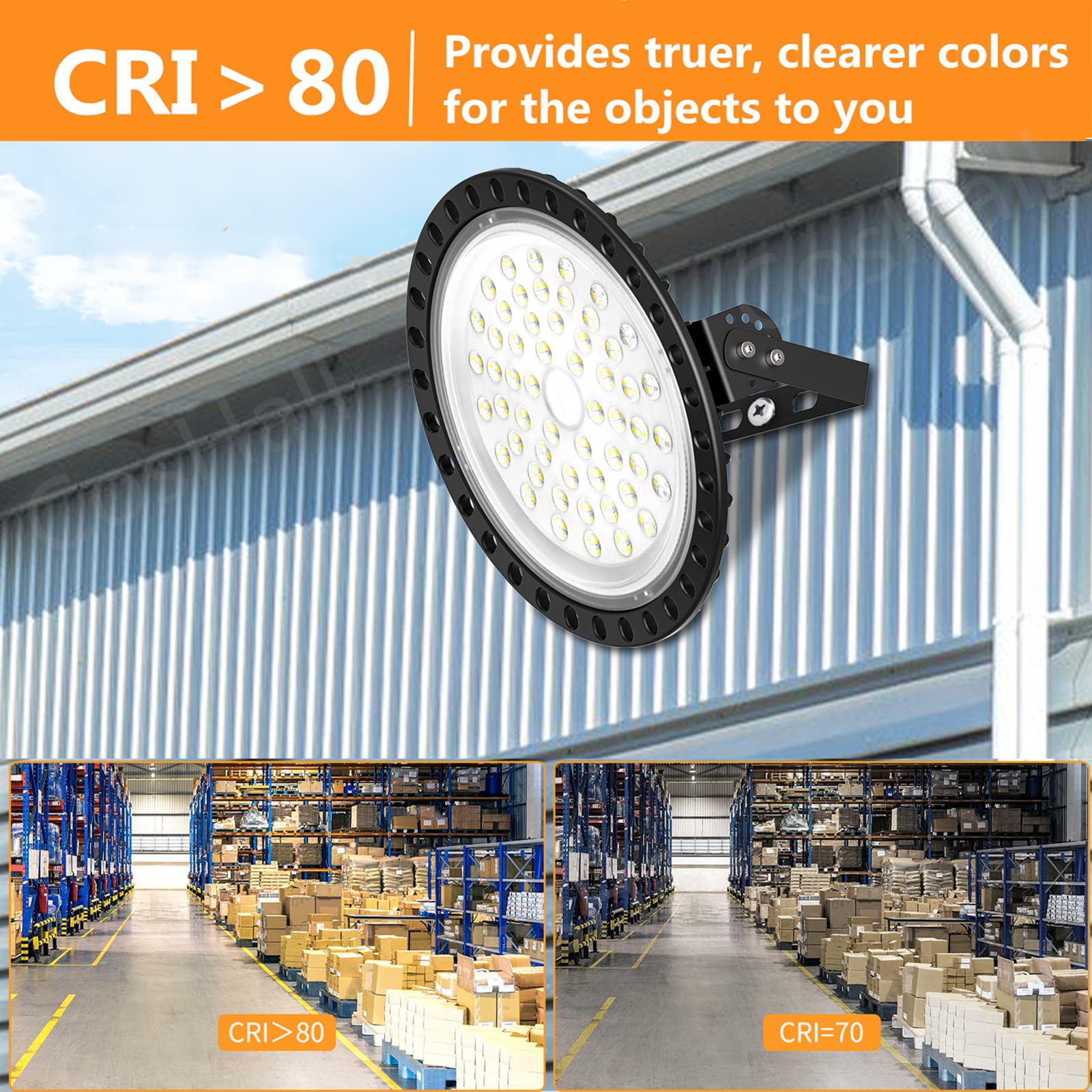 200W UFO LED High Bay Lights 5-Pack - 20,000LM Super Bright 6500K Daylight White - IP65 Waterproof Industrial Lighting for Warehouse, Workshop, Factory - Energy Saving Durable LED Shop Lights for Commercial & Industrial Spaces