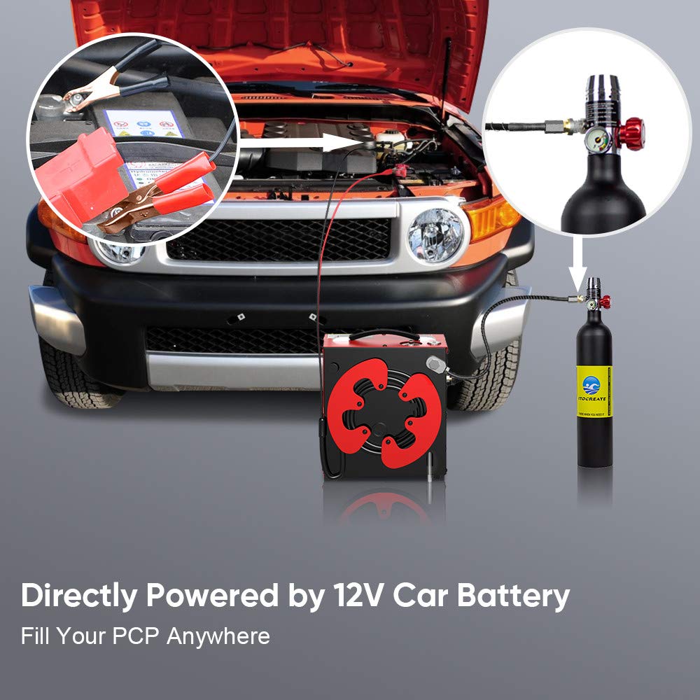 CS3 PCP Air Compressor - 4500PSI/30MPa Oil-Free Paintball Compressor with Auto-Stop & Water-Oil Separator - 12V DC Car or 110V AC Home Power w/Converter - Perfect for Paintball, Airsoft & PCP Rifle Refilling