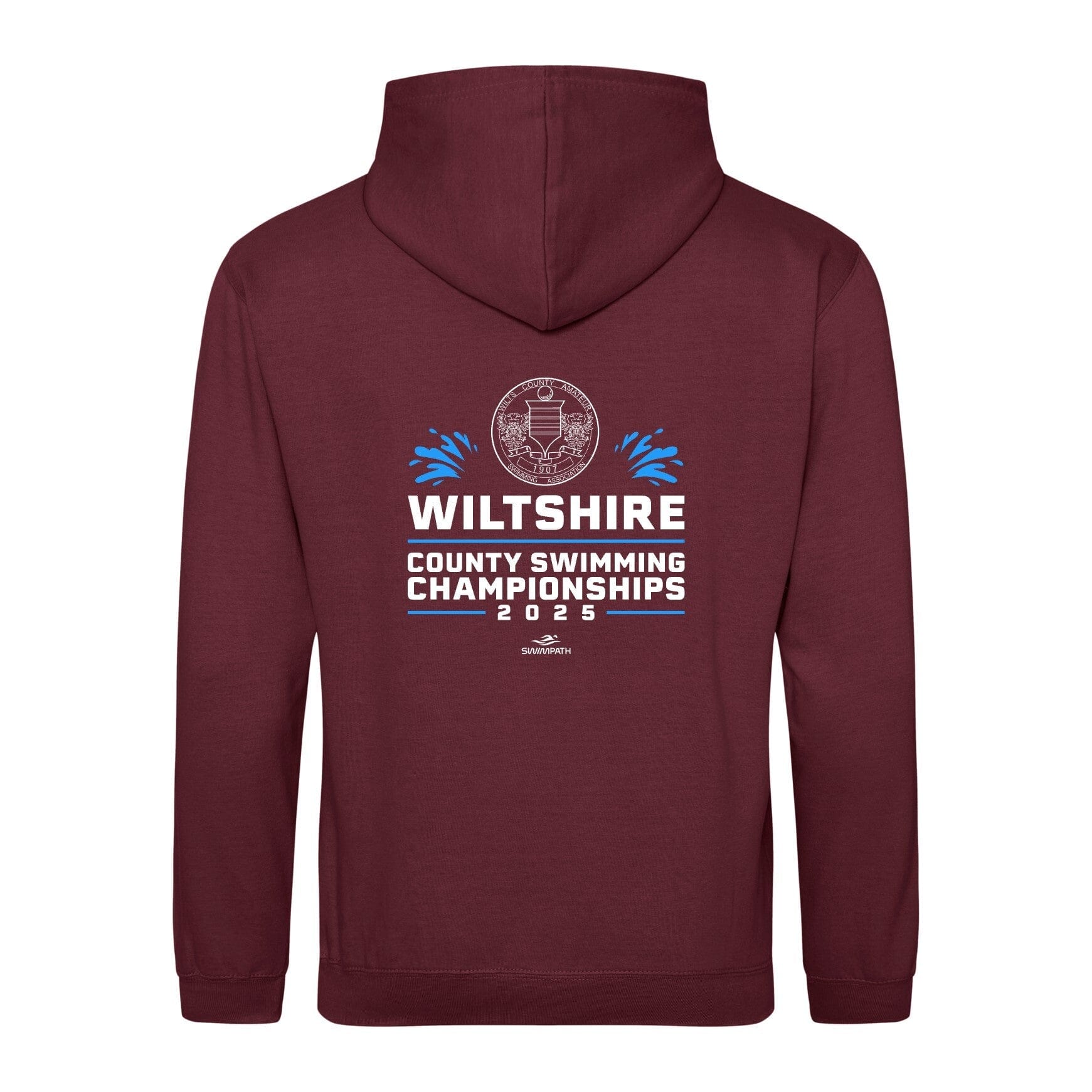 Wiltshire County ASA Championships 2025 Hoodie - Burgundy Smoke Color - Perfect for Swimming Competitions & Team Spirit Events