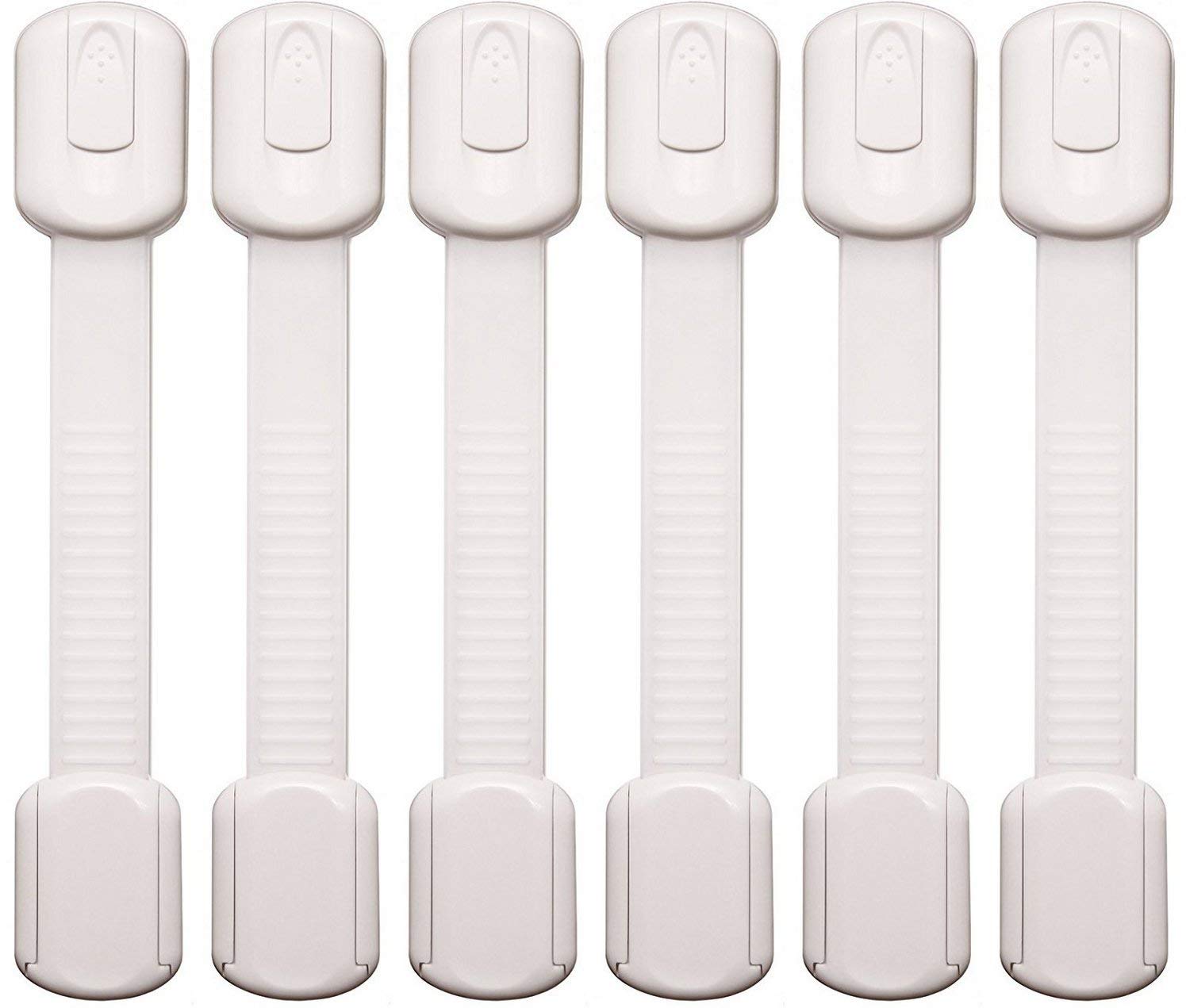 Oxlay 6-Pack Adjustable Baby Proofing Cabinet Locks - Child Safety Latches for Drawers, Cupboards, Dressers, Doors, Closets, Ovens & Refrigerators - White - Perfect for Childproofing Homes & Nurseries
