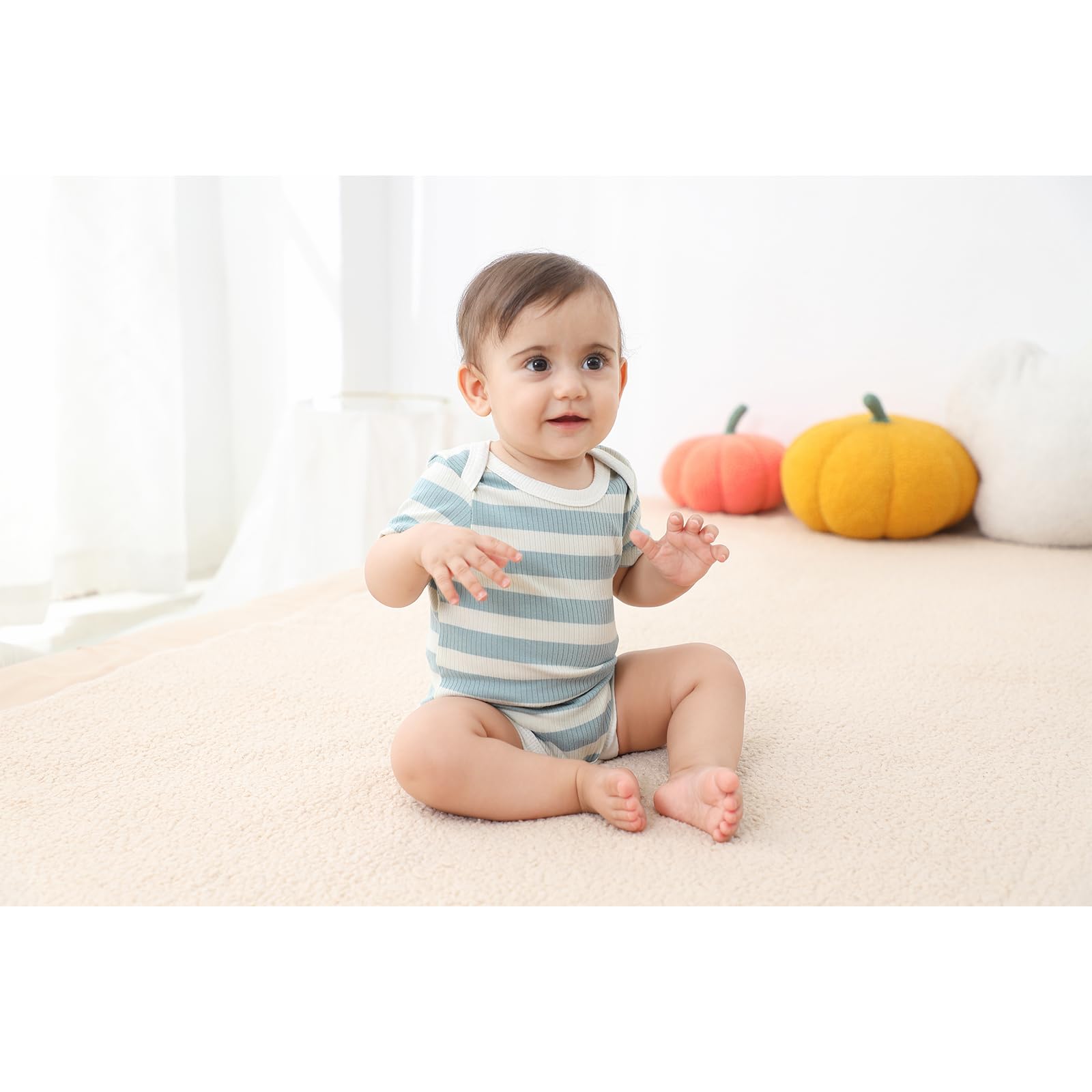 ZAV Solid Unisex Short Sleeve Baby Bodysuits 4-Pack - 100% Cotton Cartoon Infant Clothes, Soft & Breathable Baby Outfits for Boys & Girls - Perfect for Playtime, Daycare & Family Photos