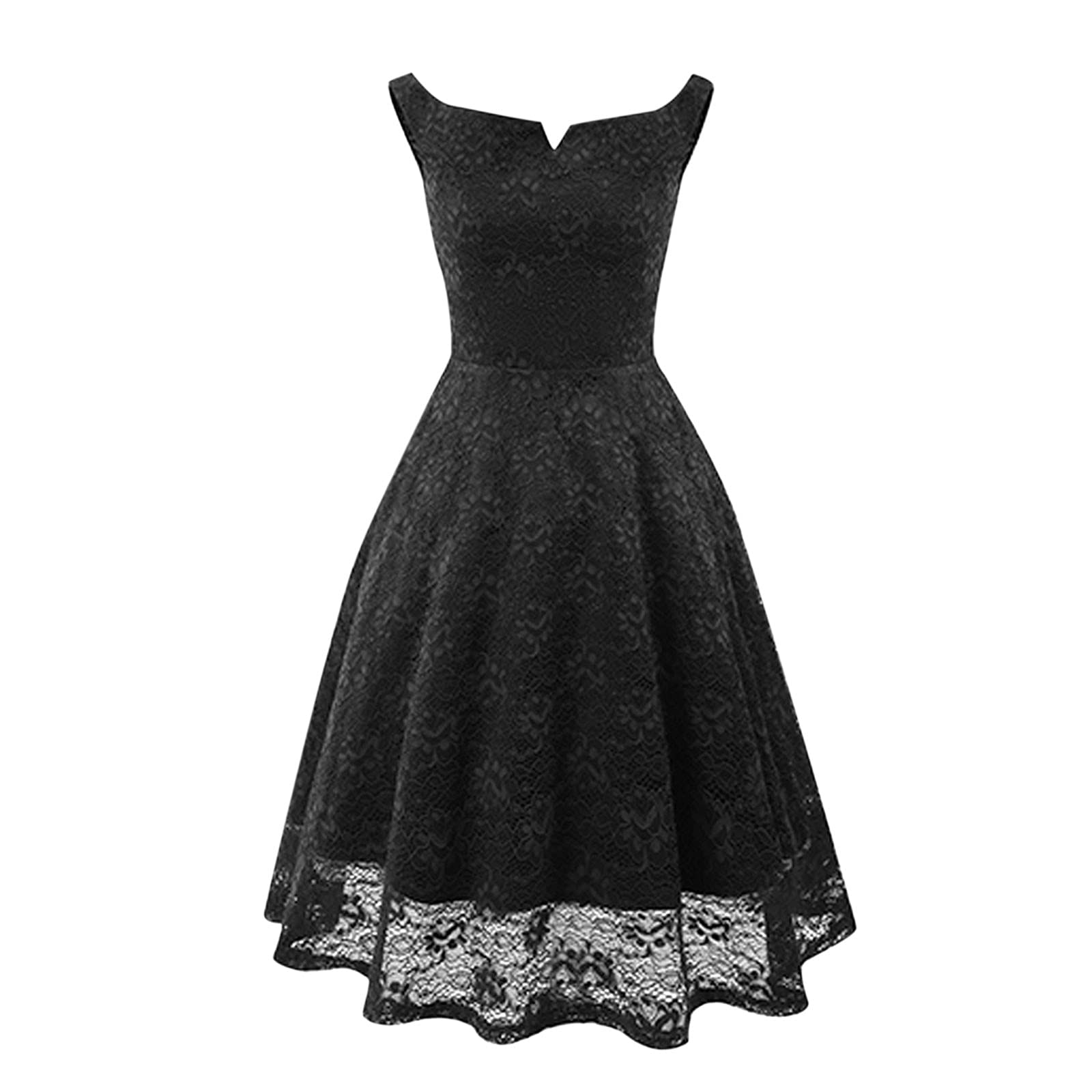 Elegant Women's Cocktail Party Dress - Lace Sleeveless A-Line Vintage Ballgown for Prom & Evening Events | Perfect for Weddings, Galas & Formal Occasions