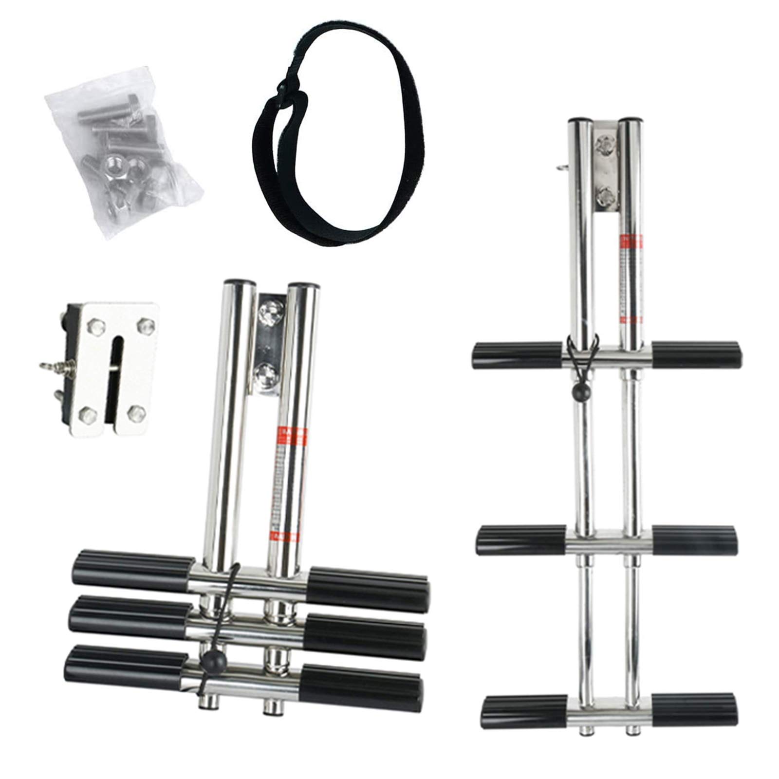 3-Step Folding Boat Ladder - Marine Boarding Ladder with Anti-Slip Treads (150kg Capacity) for Pontoon & Dock