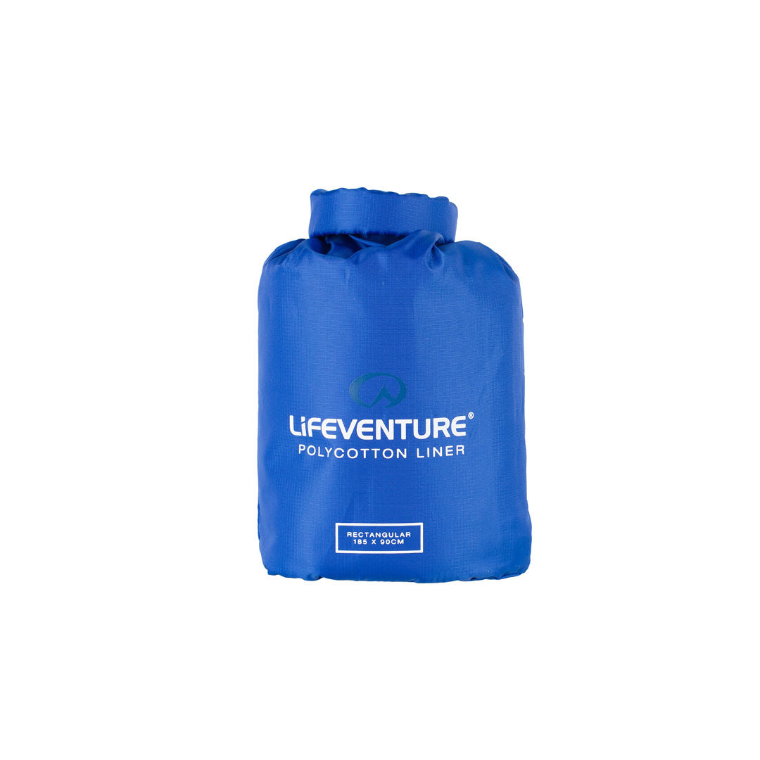 Lifeventure Poly Cotton Sleeping Bag Liner - Lightweight & Breathable Rectangular Travel Sleeping Bag for Camping, Hiking & Backpacking